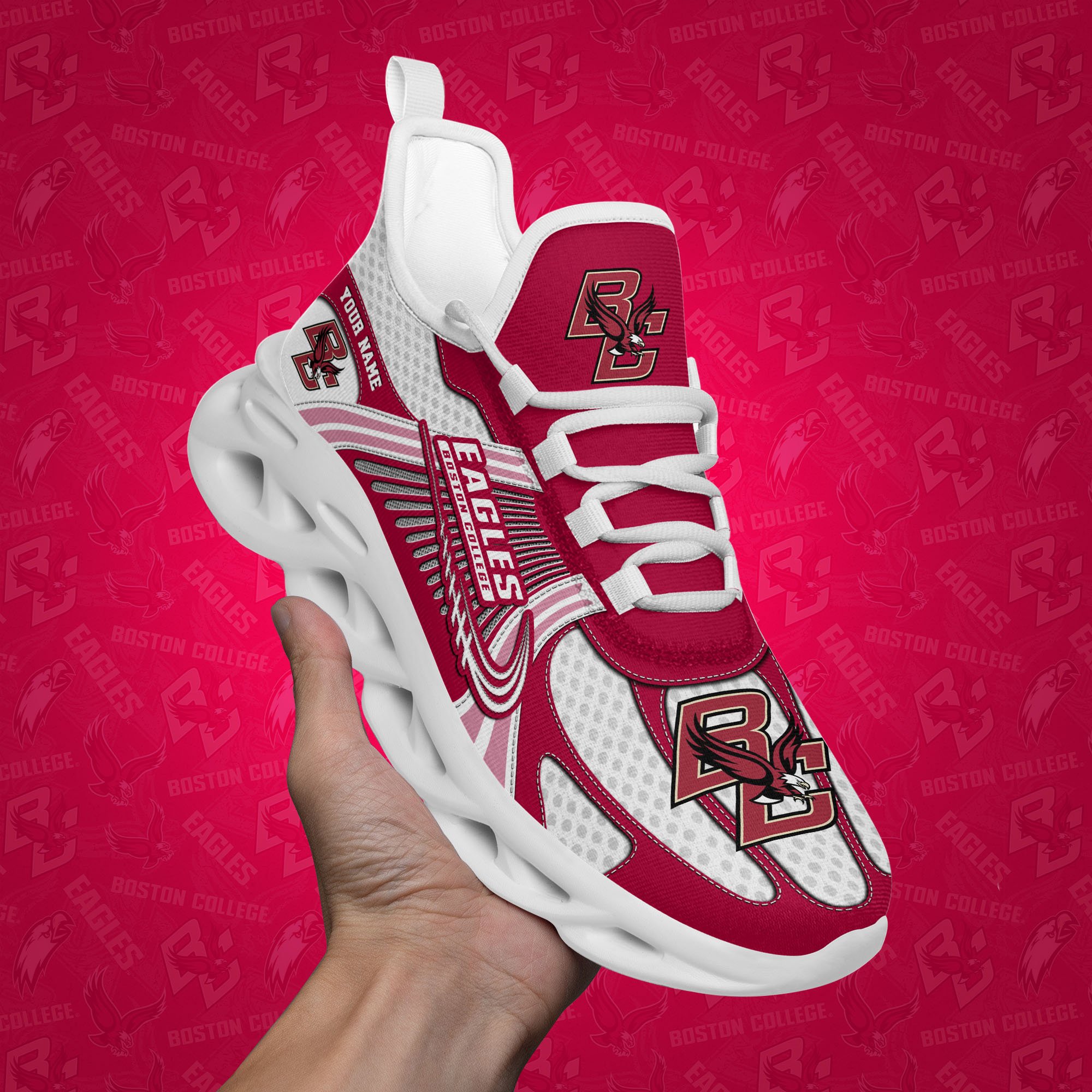 Boston College Eagles Clunky Sneakers Custom Your Name, Sport Sneakers, Sport Gifts For Fan, Gifts For Him