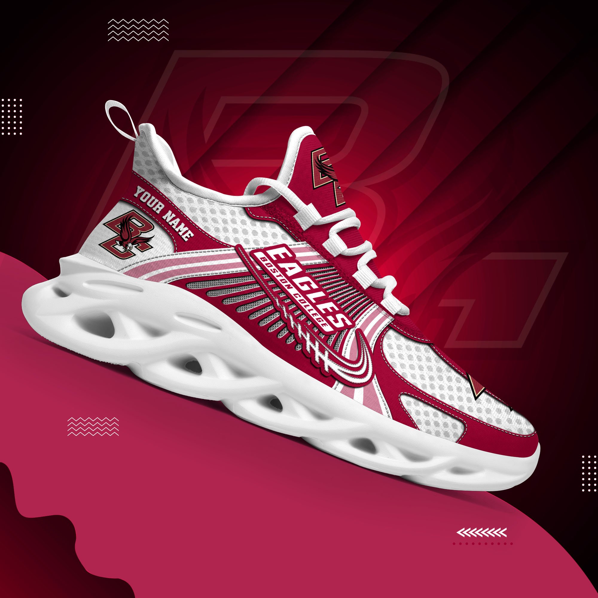 Boston College Eagles Clunky Sneakers Custom Your Name, Sport Sneakers, Sport Gifts For Fan, Gifts For Him