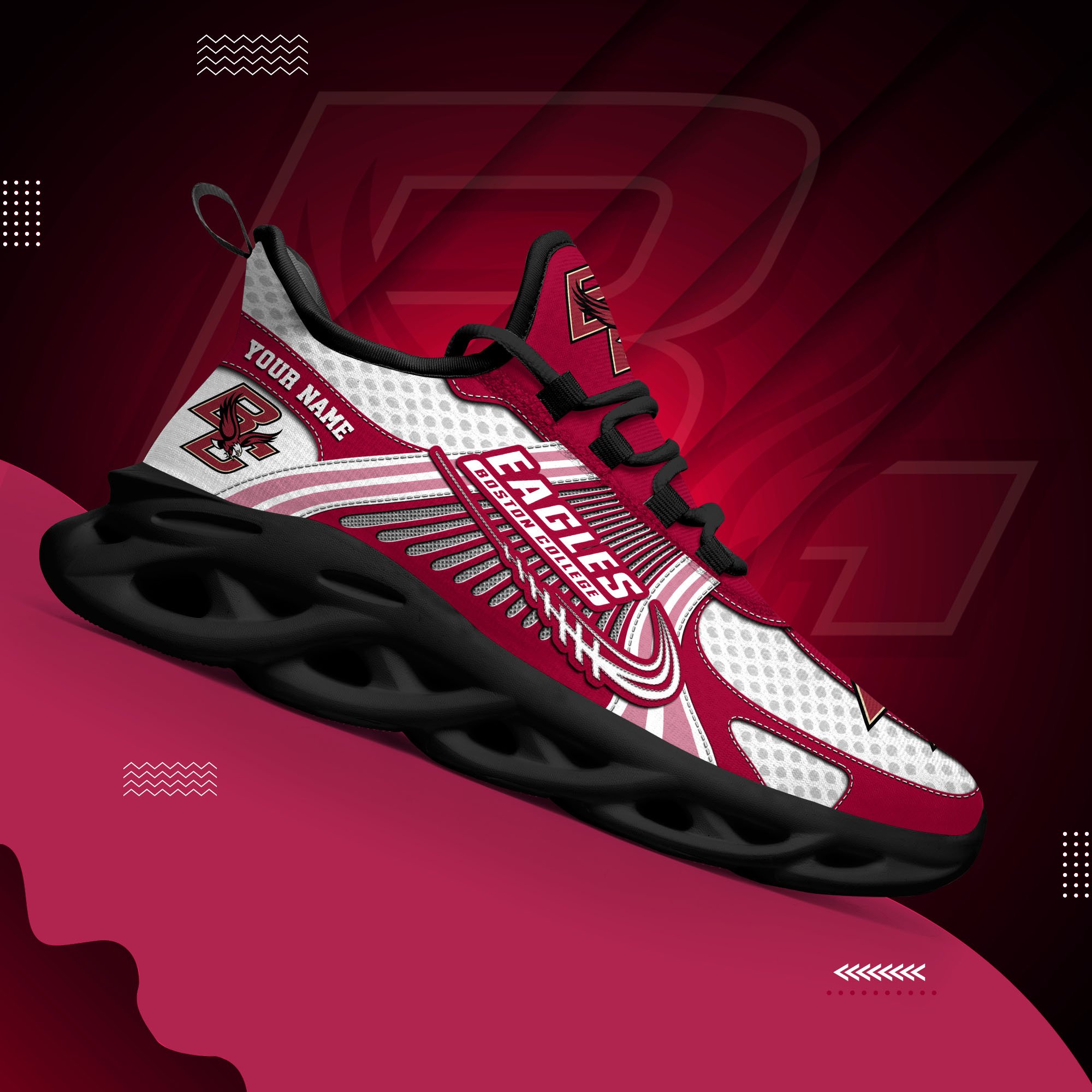 Boston College Eagles Clunky Sneakers Custom Your Name, Sport Sneakers, Sport Gifts For Fan, Gifts For Him