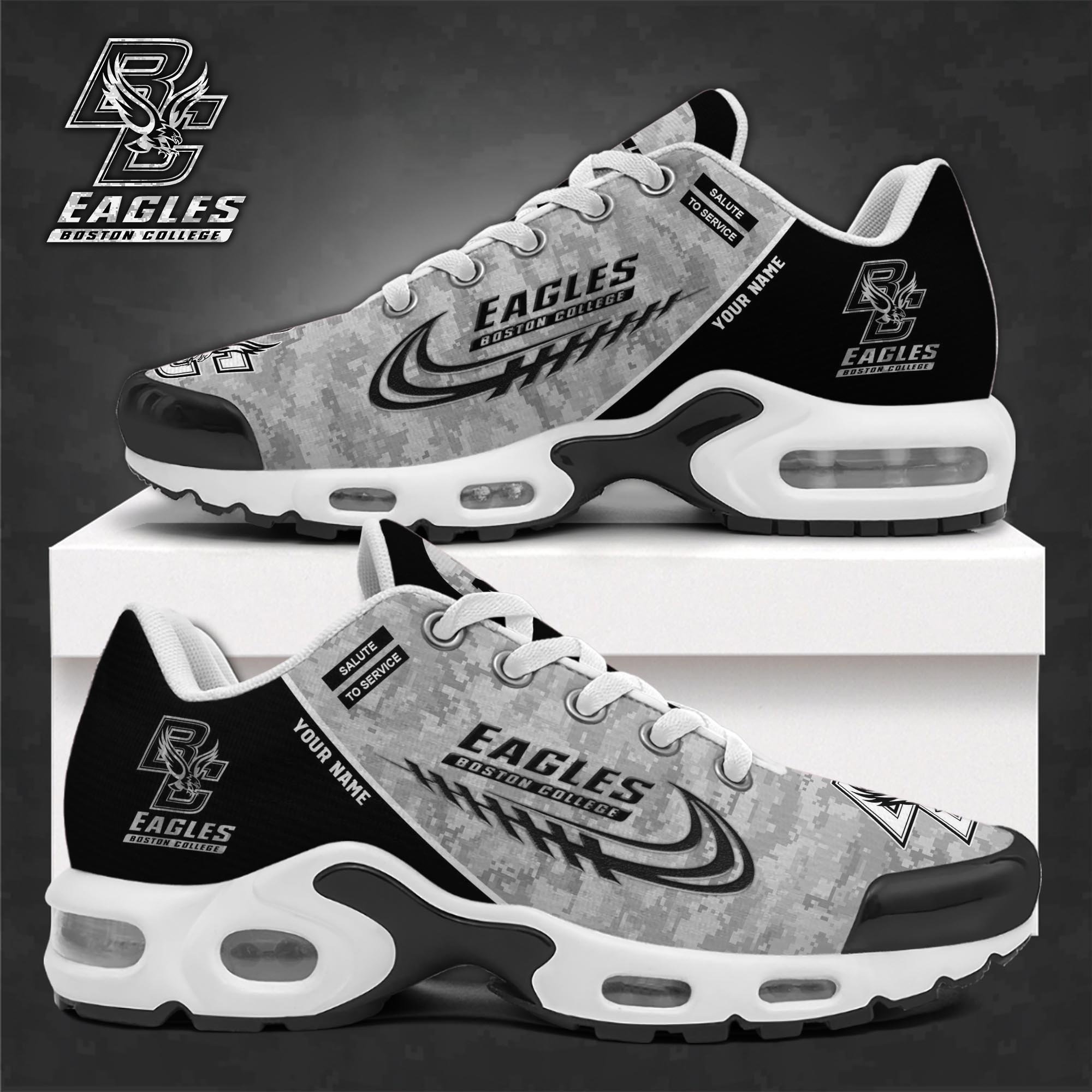 Boston College Eagles TN Shoes 2025 Version Custom Name, Camouflage Shoes   PH585