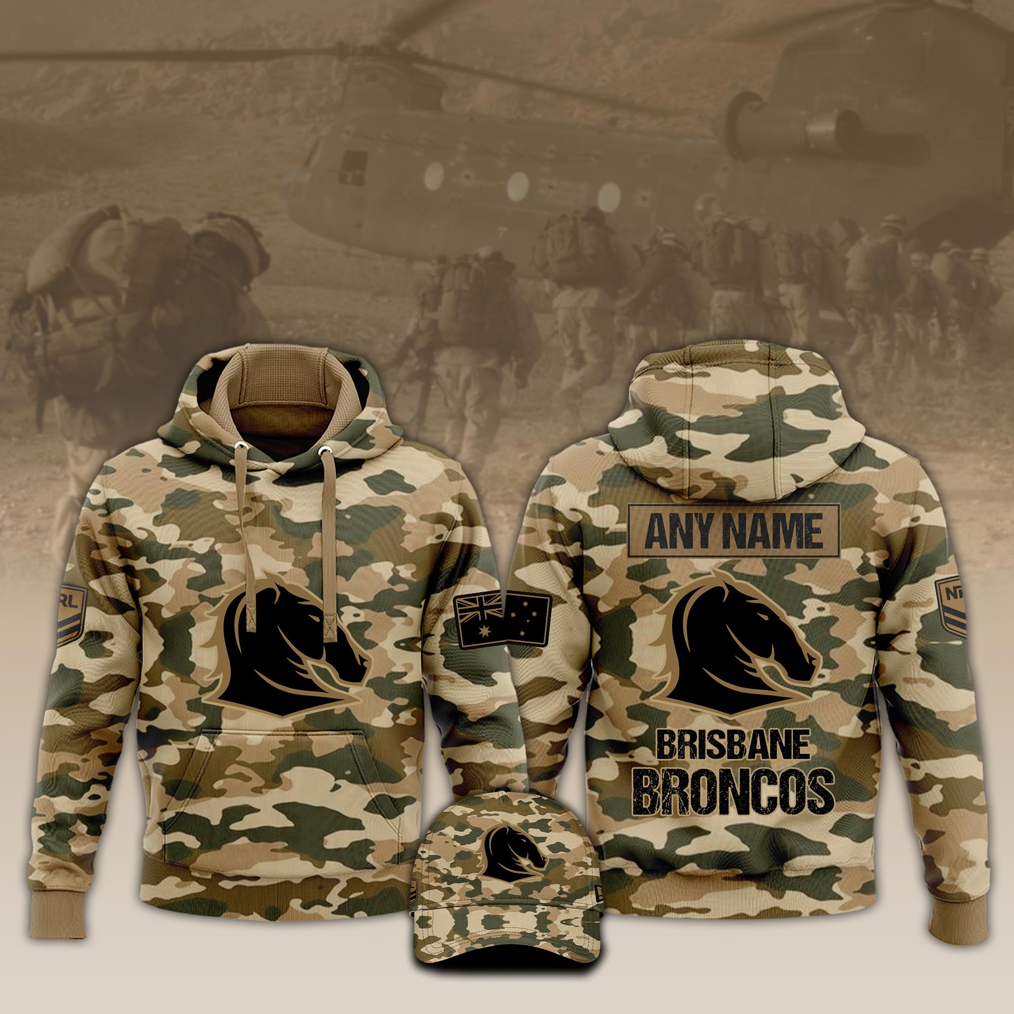 Brisbane Broncos   ARMY Hoodie 