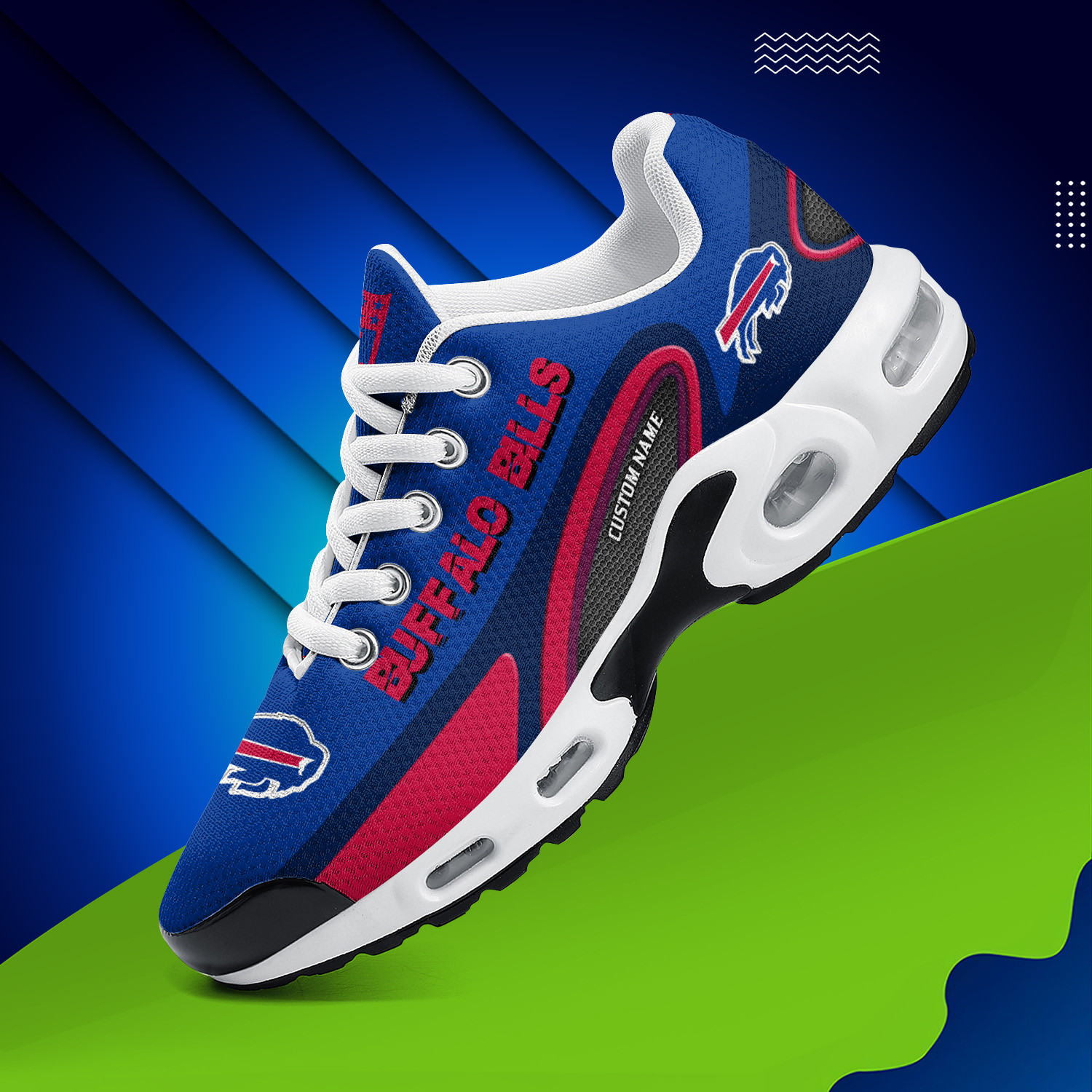 Buffalo Bills Personalized Name Team Logo Mix Colors Oval Line TN Air Max Shoes Air Cushion Sneakers