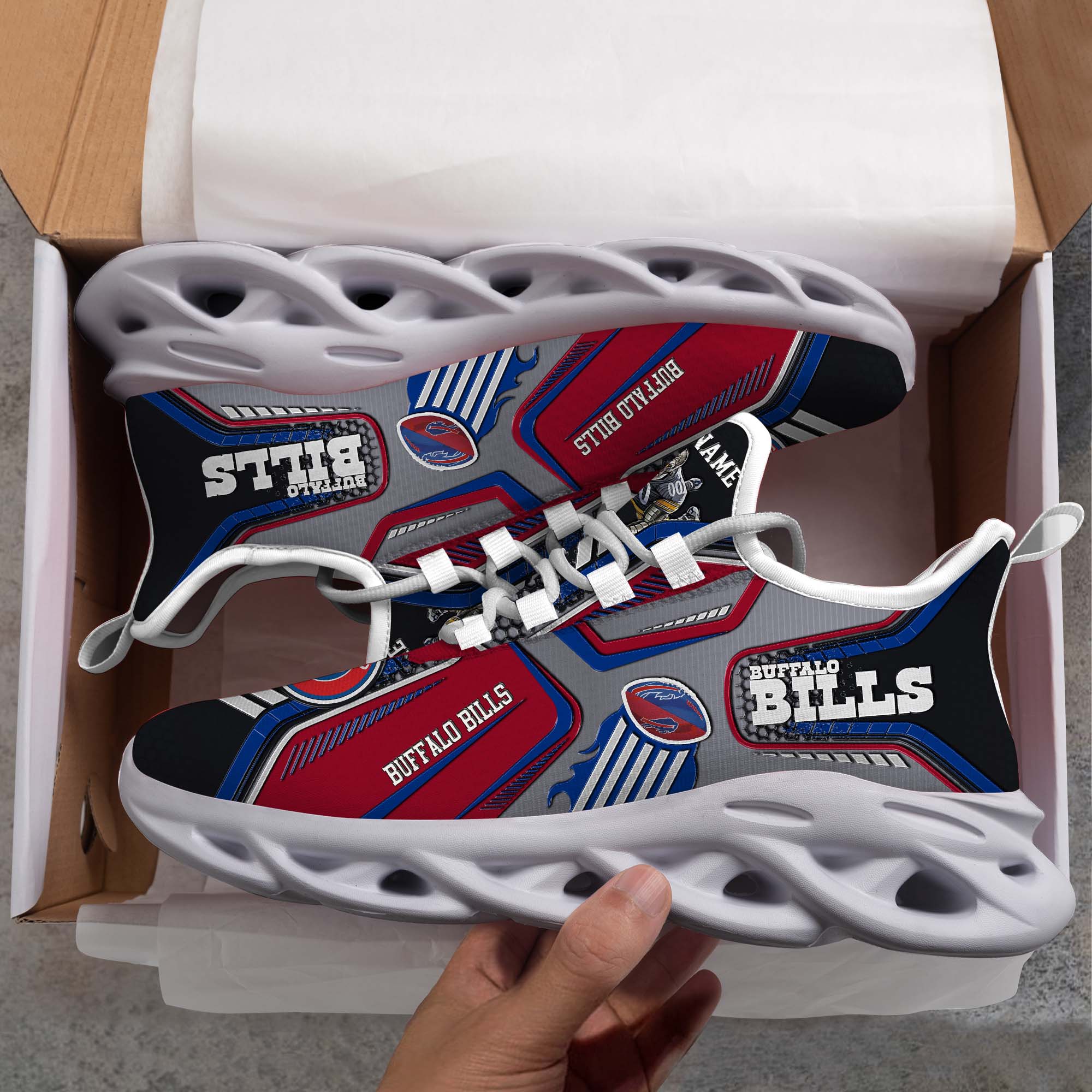 Buffalo Bills White C Sneakers 2025 Version Personalized Your Name, Sport Sneakers , Sport Gifts PH605