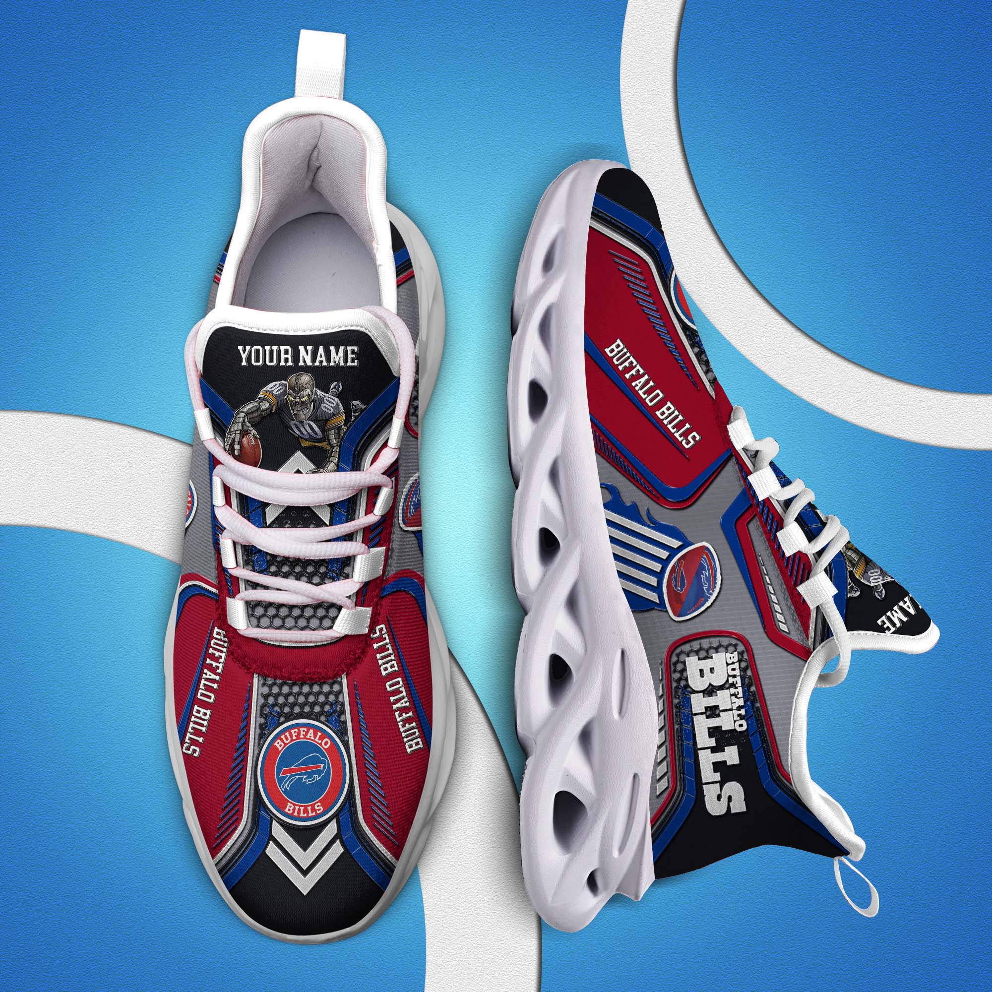 Buffalo Bills White C Sneakers 2025 Version Personalized Your Name, Sport Sneakers , Sport Gifts PH605