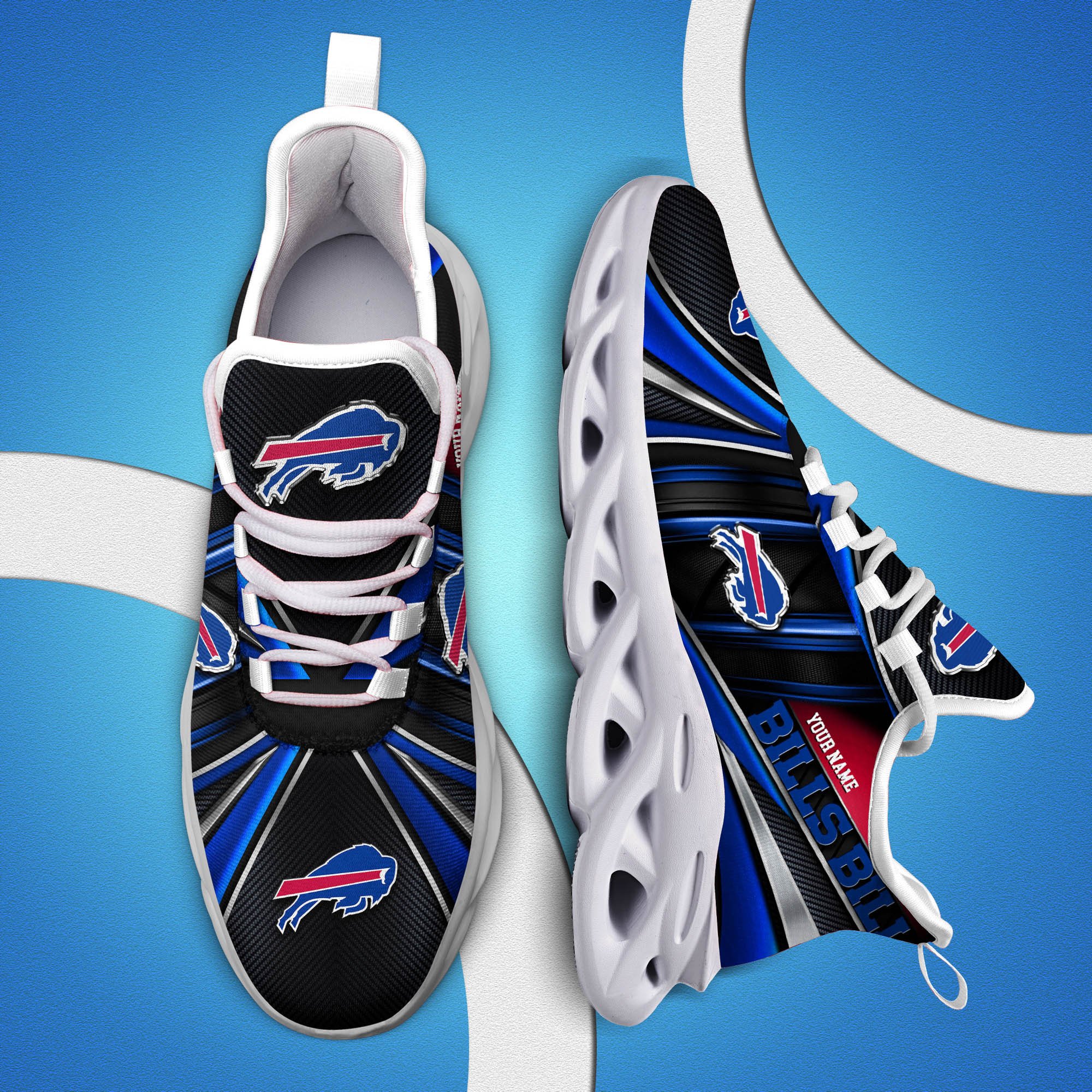 Buffalo Bills White C Sneakers 2025 Version Personalized Your Name, Sport Team Sneakers, Sport Gifts PH892