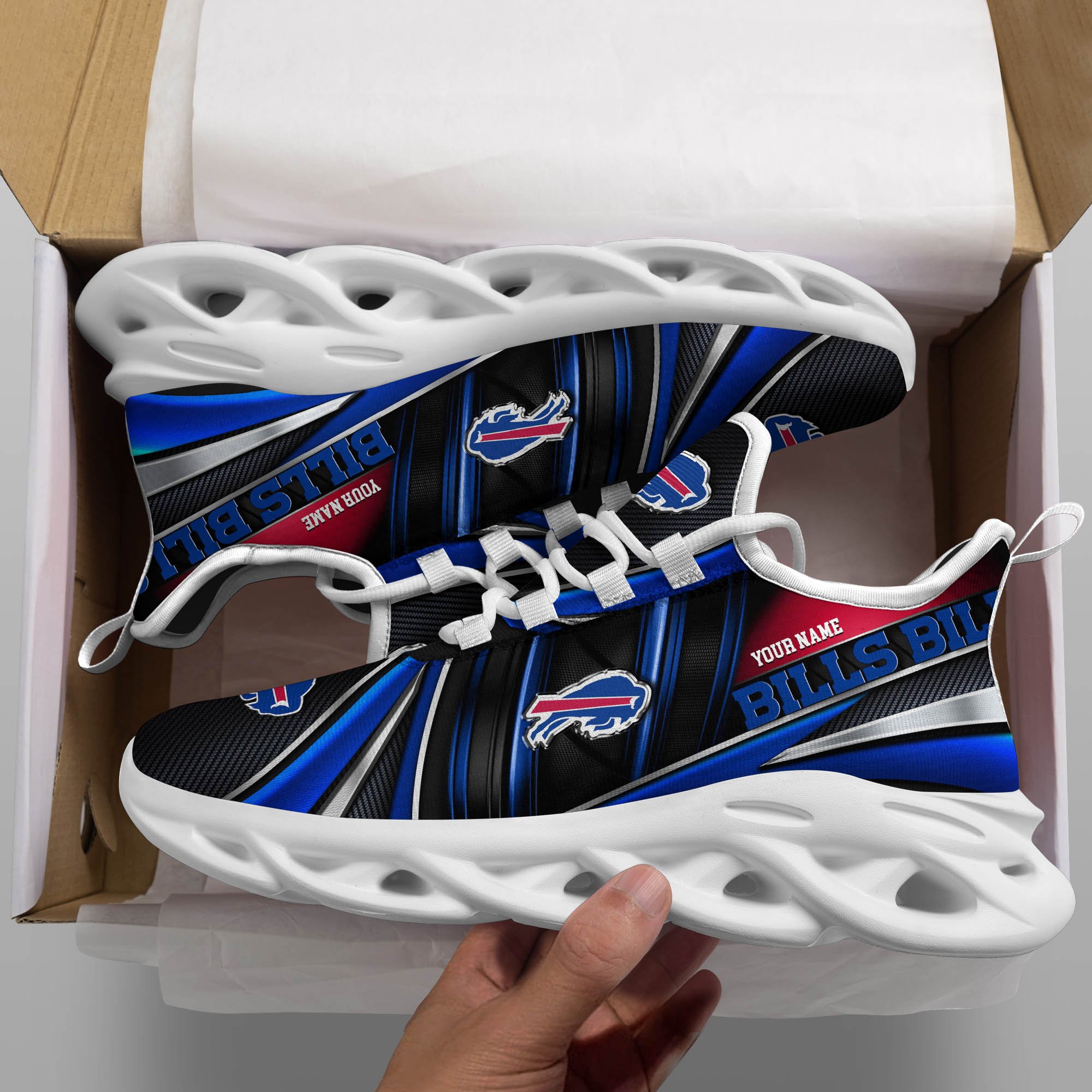 Buffalo Bills White C Sneakers 2025 Version Personalized Your Name, Sport Team Sneakers, Sport Gifts PH892