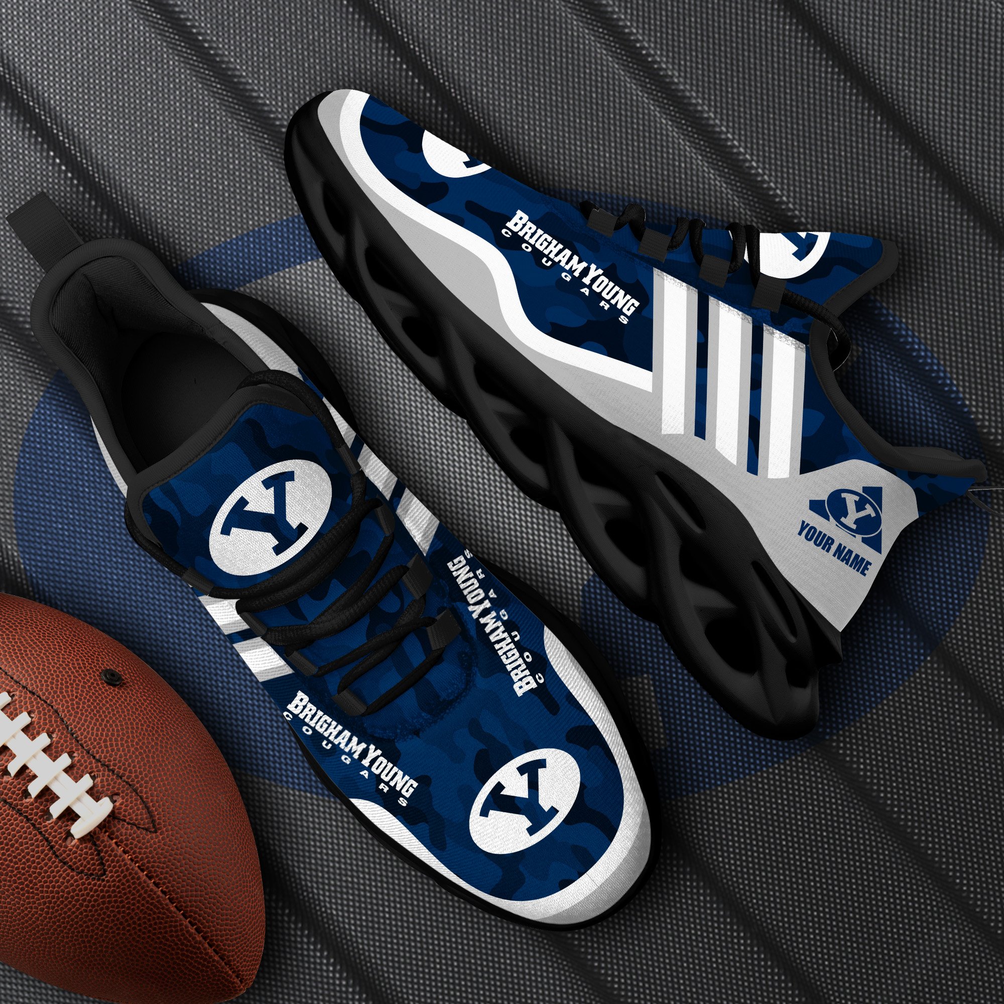 BYU Cougars Black Max Soul Shoes 2025 Versions Custom Name 466