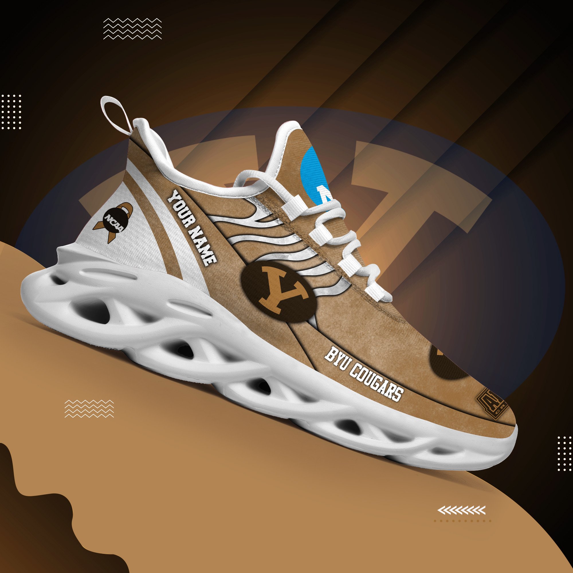 BYU Cougars Black Max Soul Shoes 2025 Versions Custom Your Name And Number 312