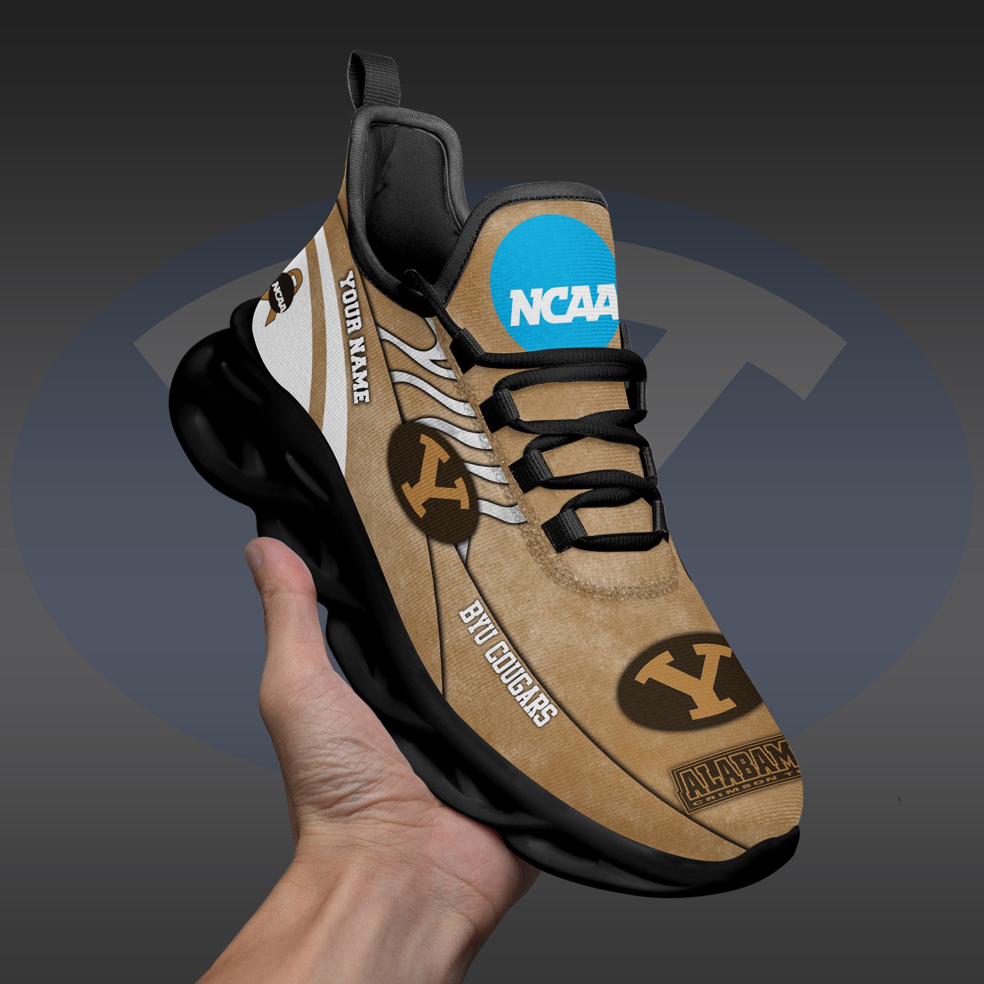 BYU Cougars Black Max Soul Shoes 2025 Versions Custom Your Name And Number 312
