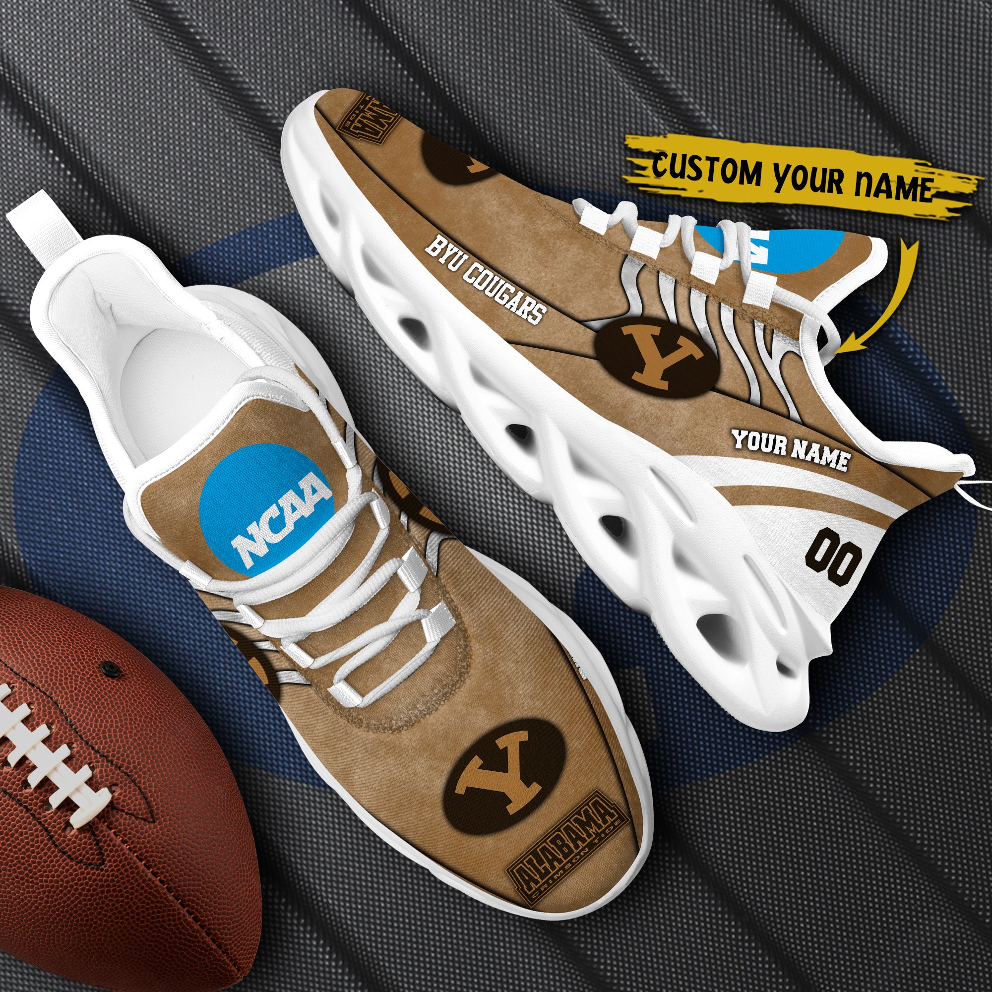 BYU Cougars Black Max Soul Shoes 2025 Versions Custom Your Name And Number 312