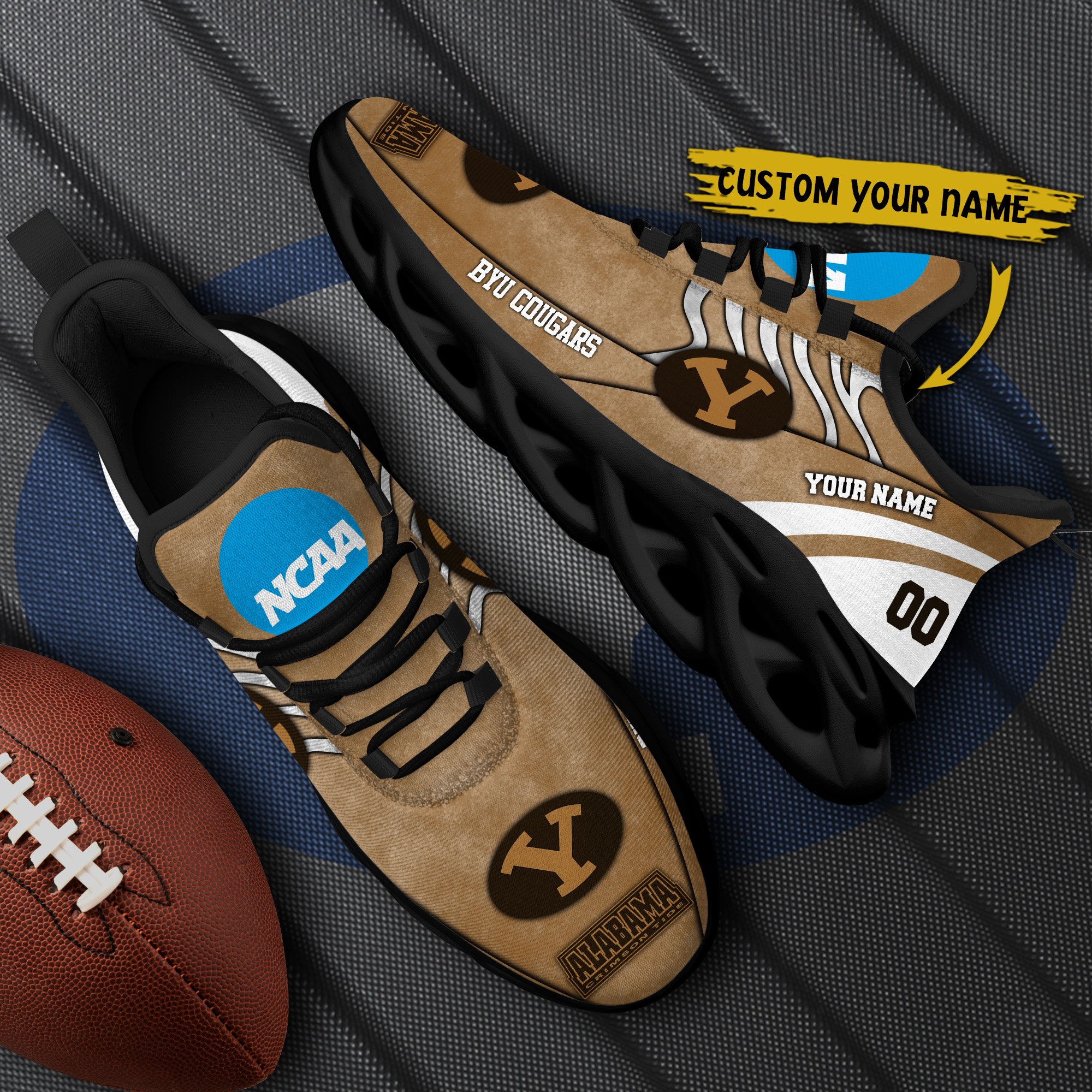 BYU Cougars Black Max Soul Shoes 2025 Versions Custom Your Name And Number 312