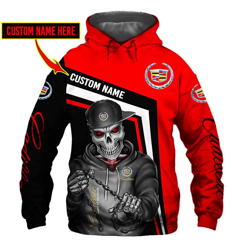 Cadillac Skull Tshirt, sweatshirt, Polo, Hawaiian, Hoodie 3D Apparel Full Printing Custom Name 