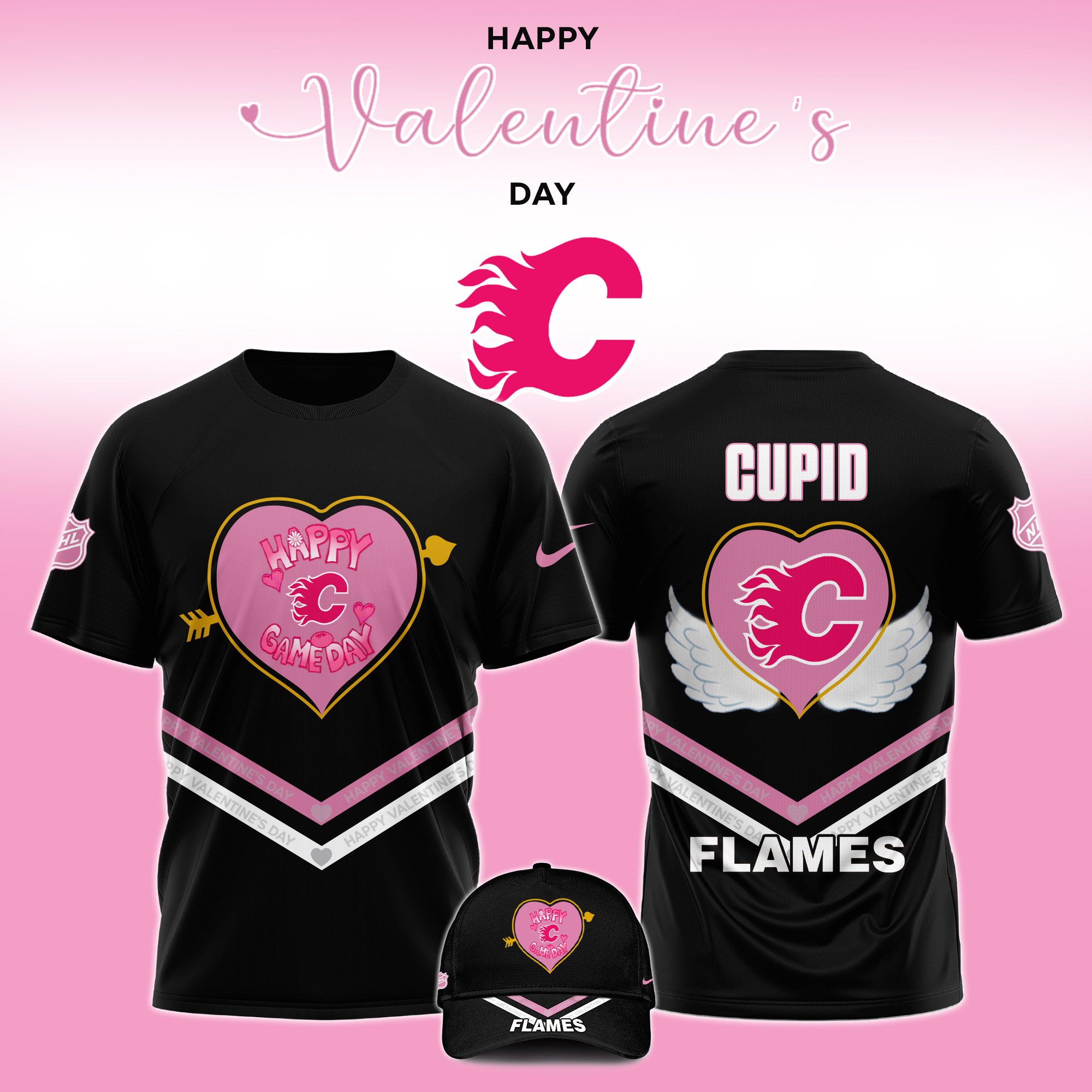 Calgary Flames 2025 Valentine “Game Day” TShirts 