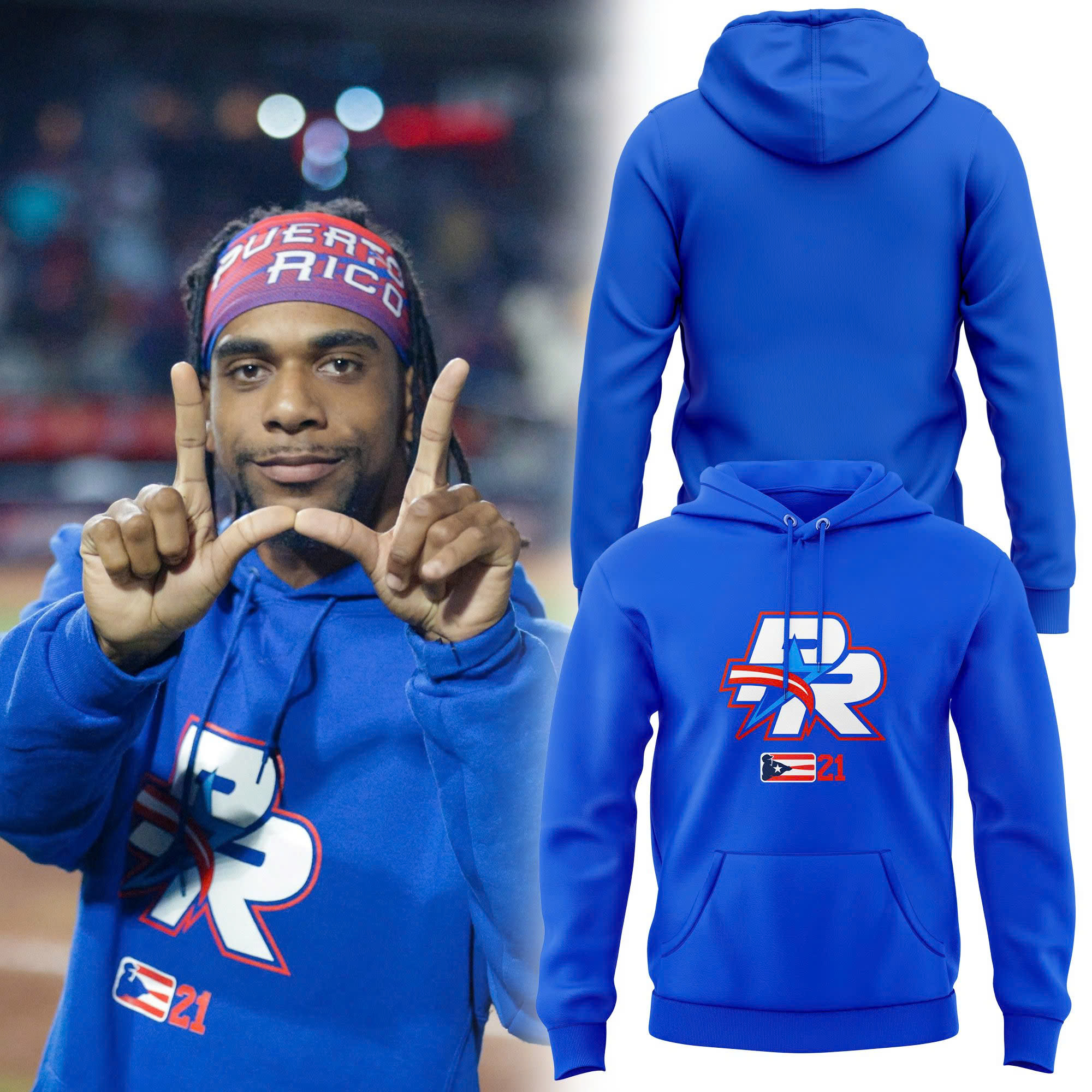 Caribbean Series Puerto Rico Baseball Sweaterer Hoodie for Men 