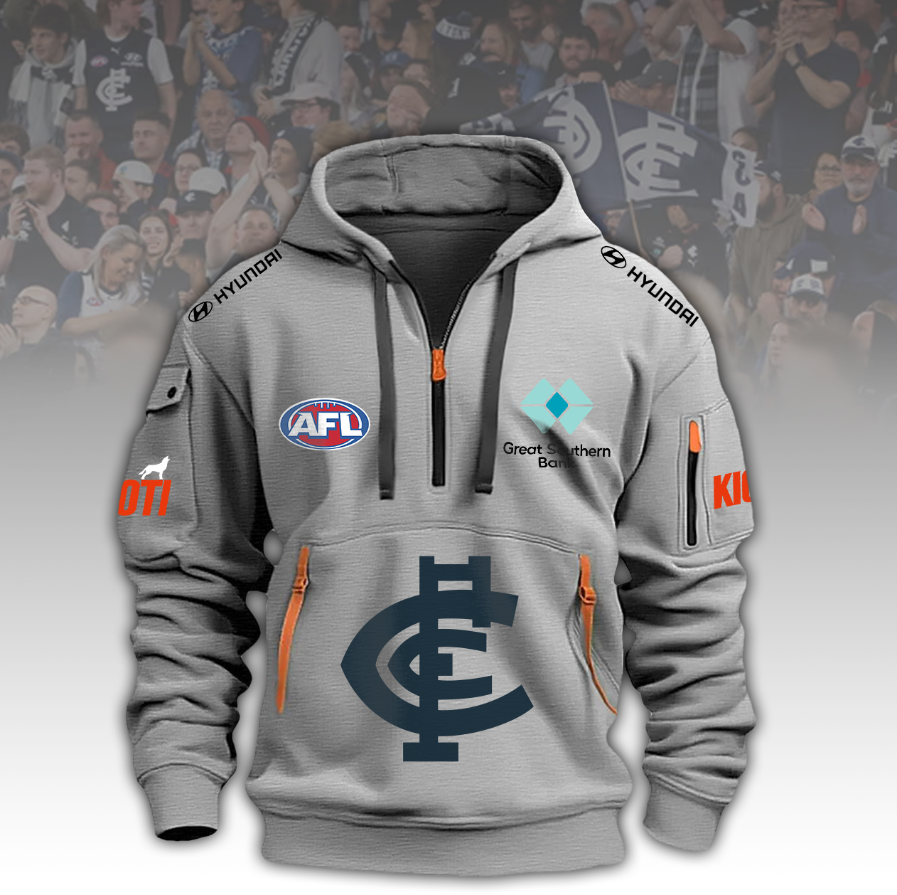 Carlton Blues   New Zip Hoodie   Gray 