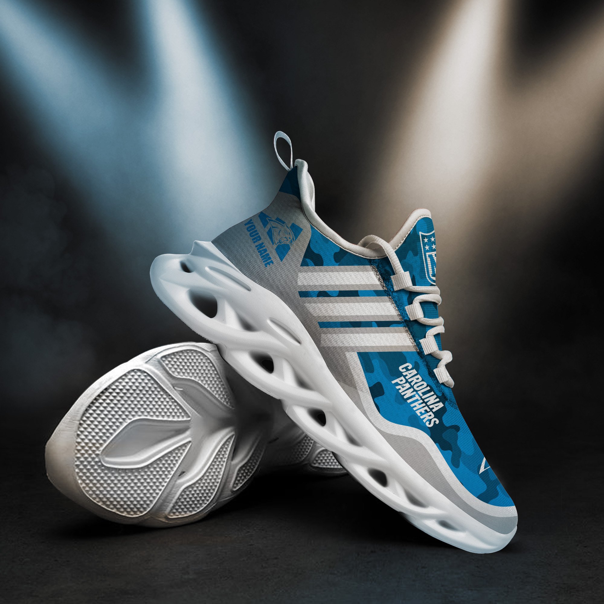 Carolina Panthers Black Max Soul Shoes 2025 Versions Custom Name 430