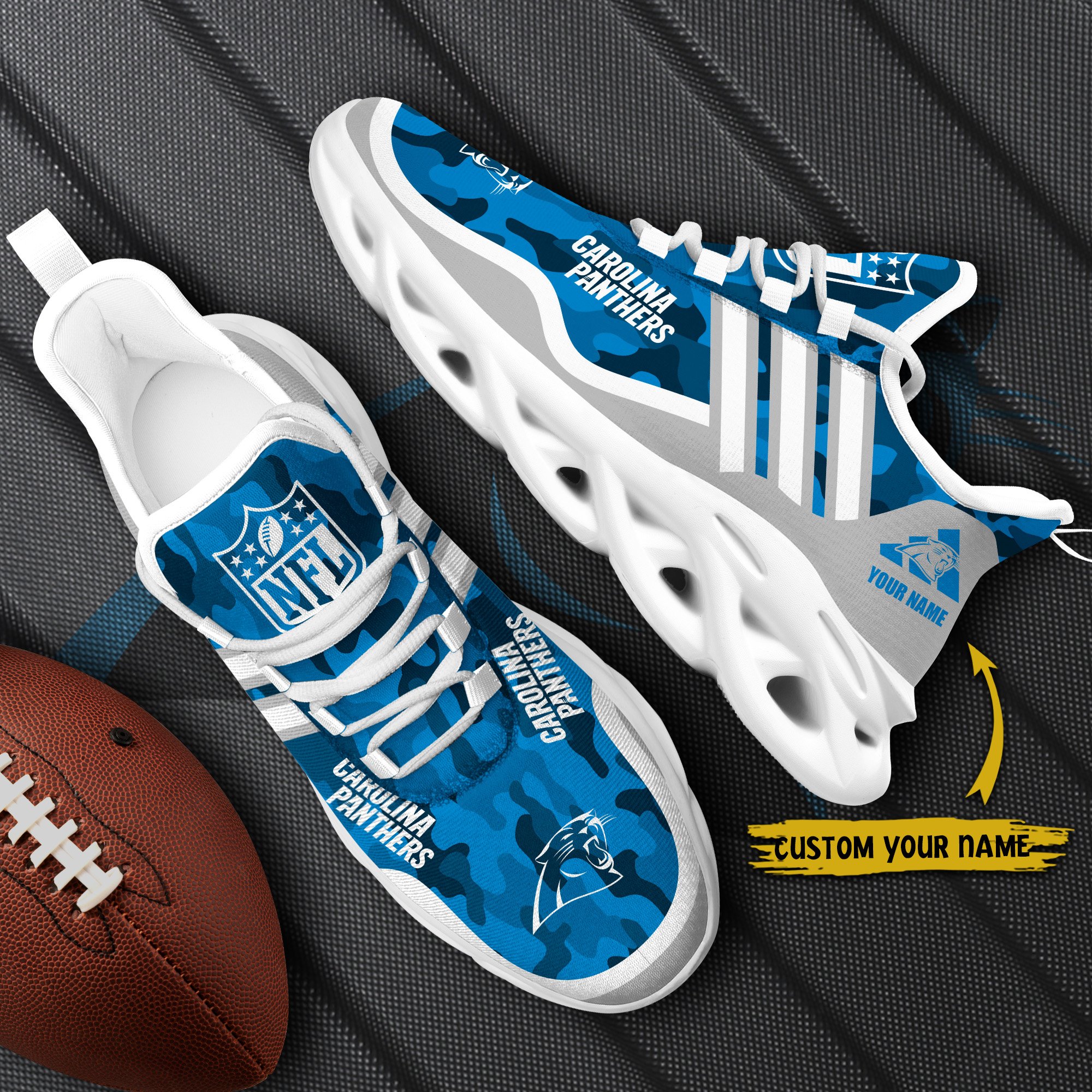 Carolina Panthers Black Max Soul Shoes 2025 Versions Custom Name 430