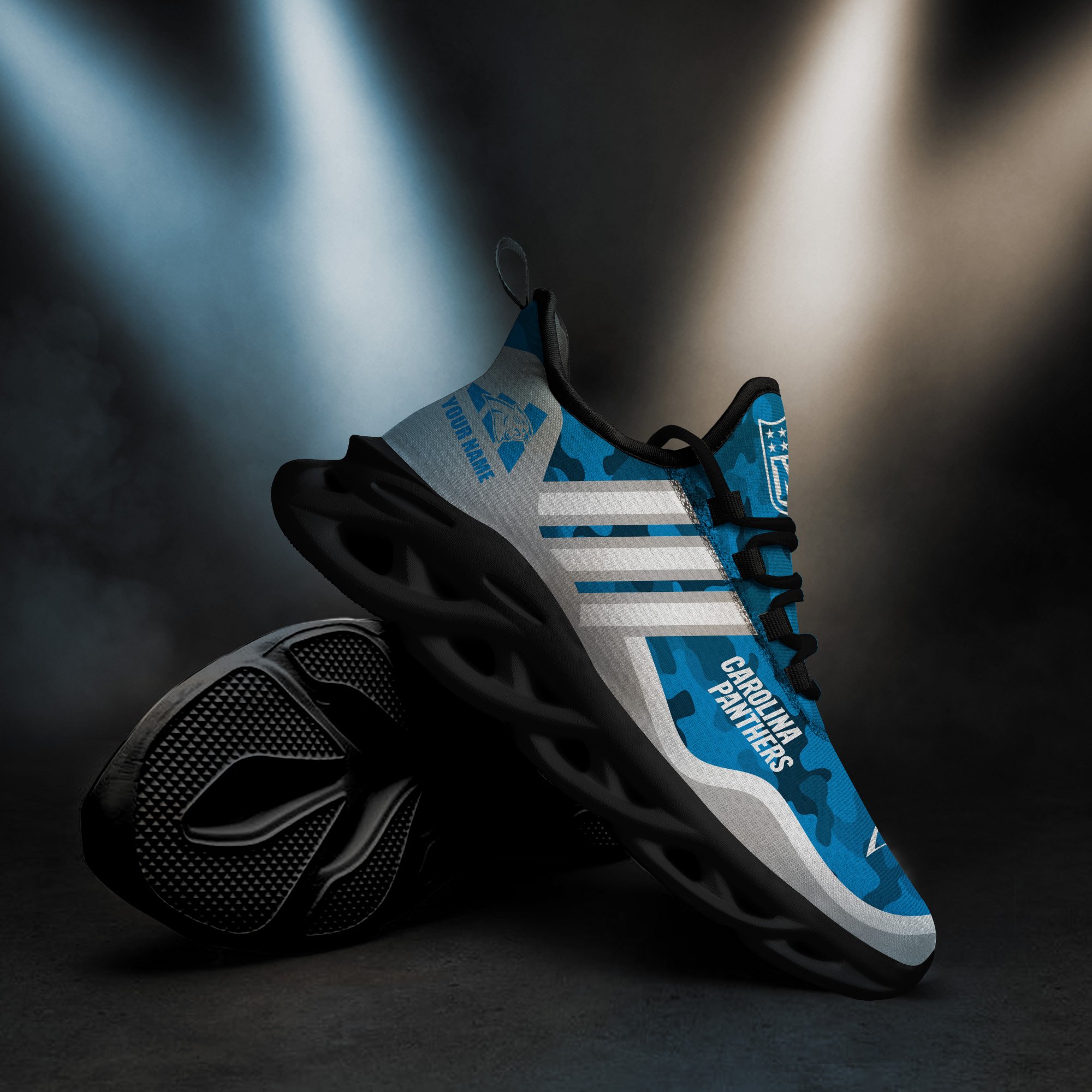 Carolina Panthers Black Max Soul Shoes 2025 Versions Custom Name 430