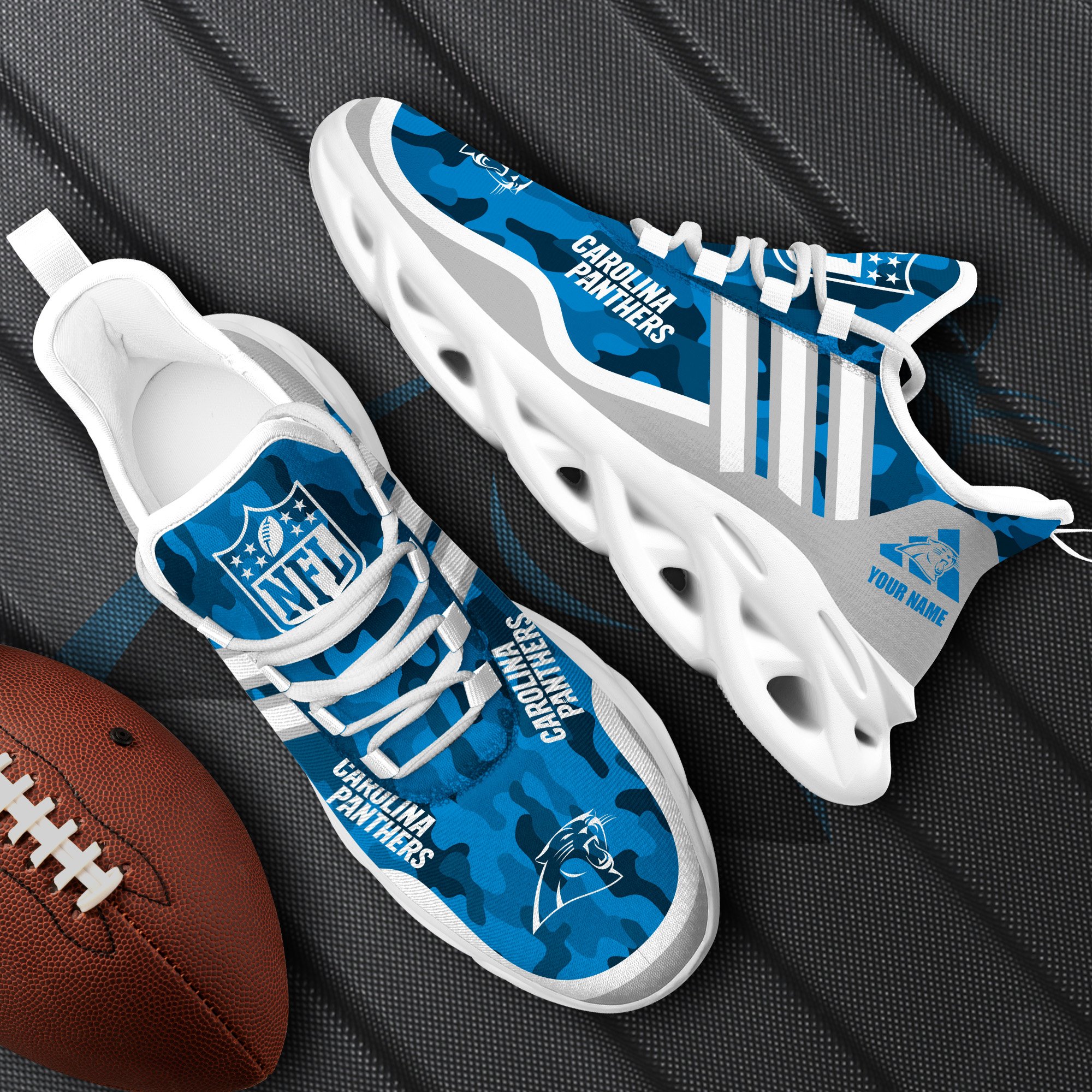 Carolina Panthers Black Max Soul Shoes 2025 Versions Custom Name 430