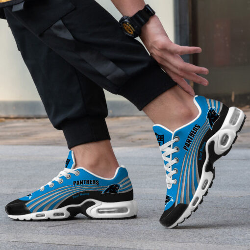 Carolina Panthers Personalized Name Team Colors Wave Lines TN Air Max Shoes Air Cushion Sneakers