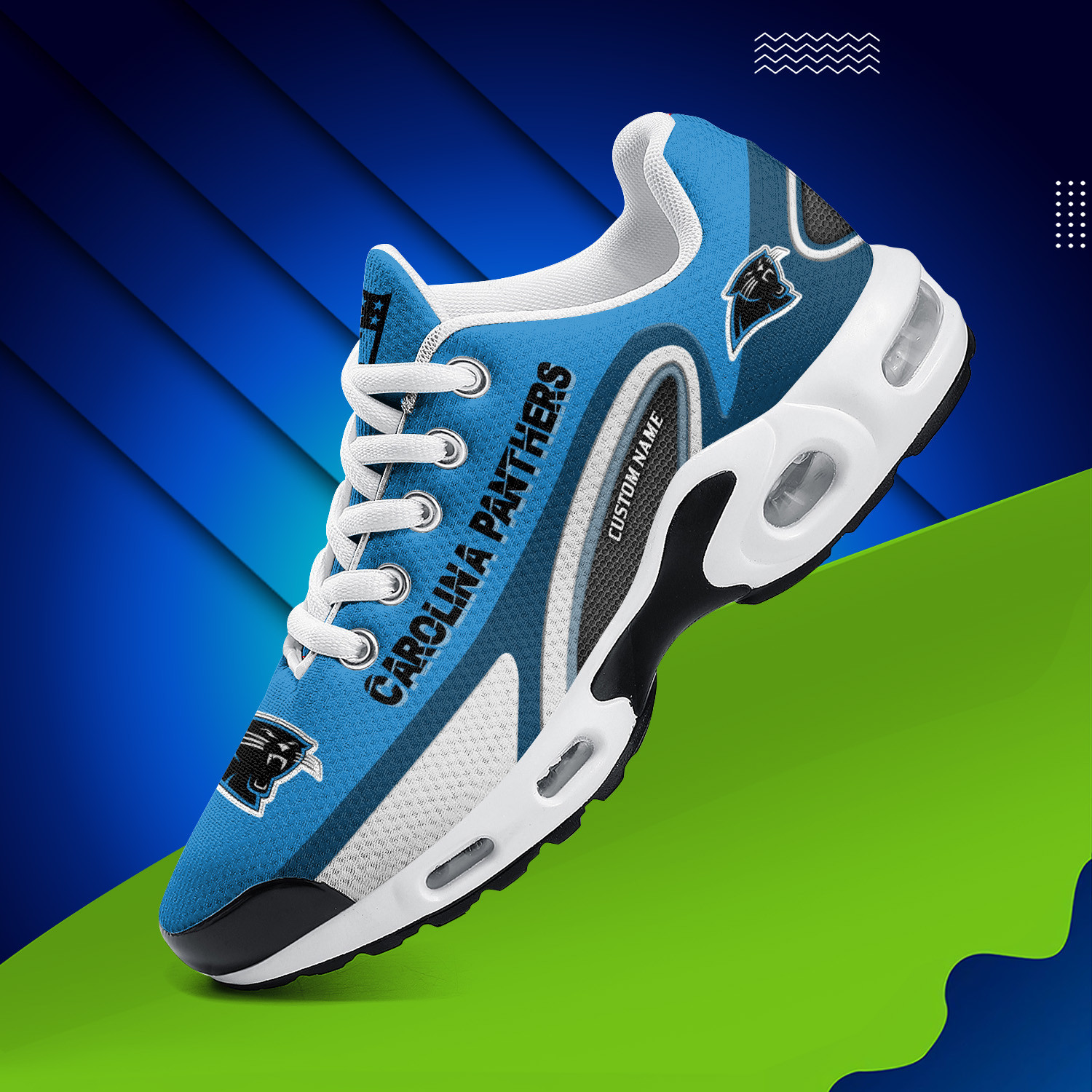 Carolina Panthers Personalized Name Team Logo Mix Colors Oval Line TN Air Max Shoes Air Cushion Sneakers