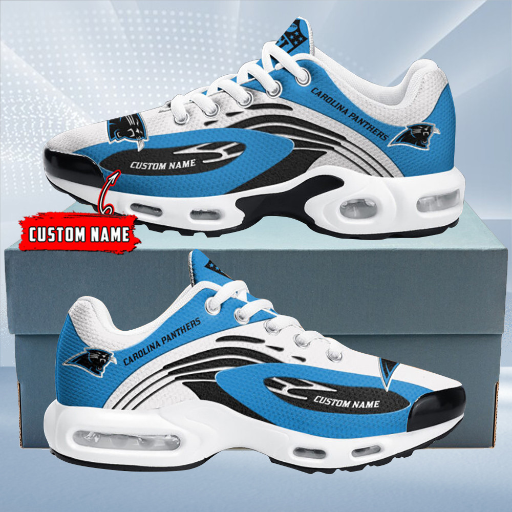 Carolina Panthers Personalized Name Team Logo Mix Colors Wave Line TN Air Max Shoes Air Cushion Sneakers