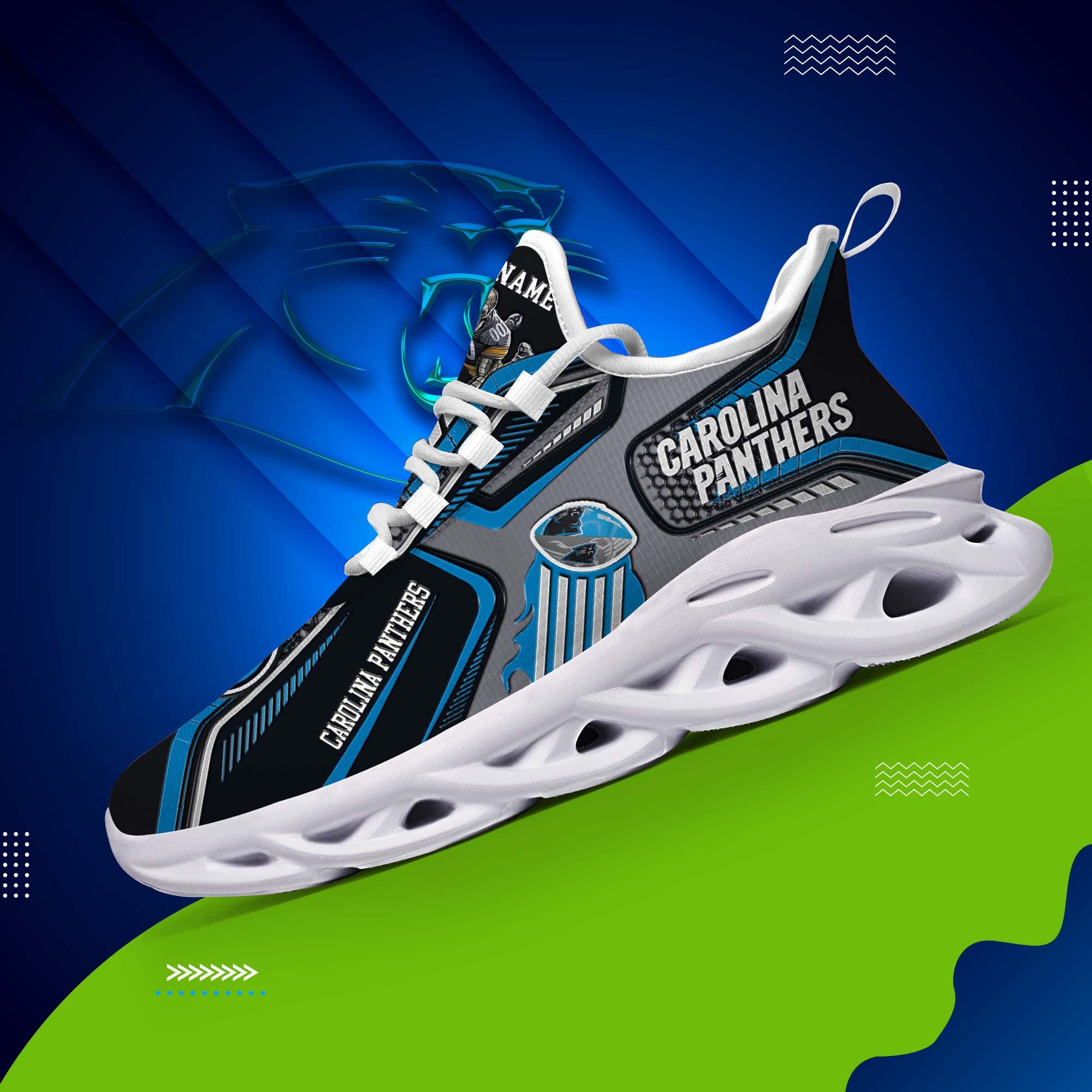 Carolina Panthers White C Sneakers 2025 Version Personalized Your Name, Sport Sneakers , Sport Gifts PH605