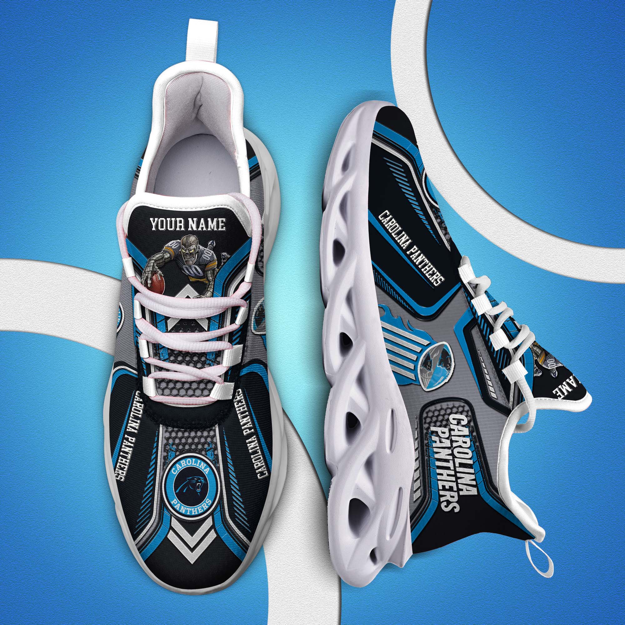 Carolina Panthers White C Sneakers 2025 Version Personalized Your Name, Sport Sneakers , Sport Gifts PH605