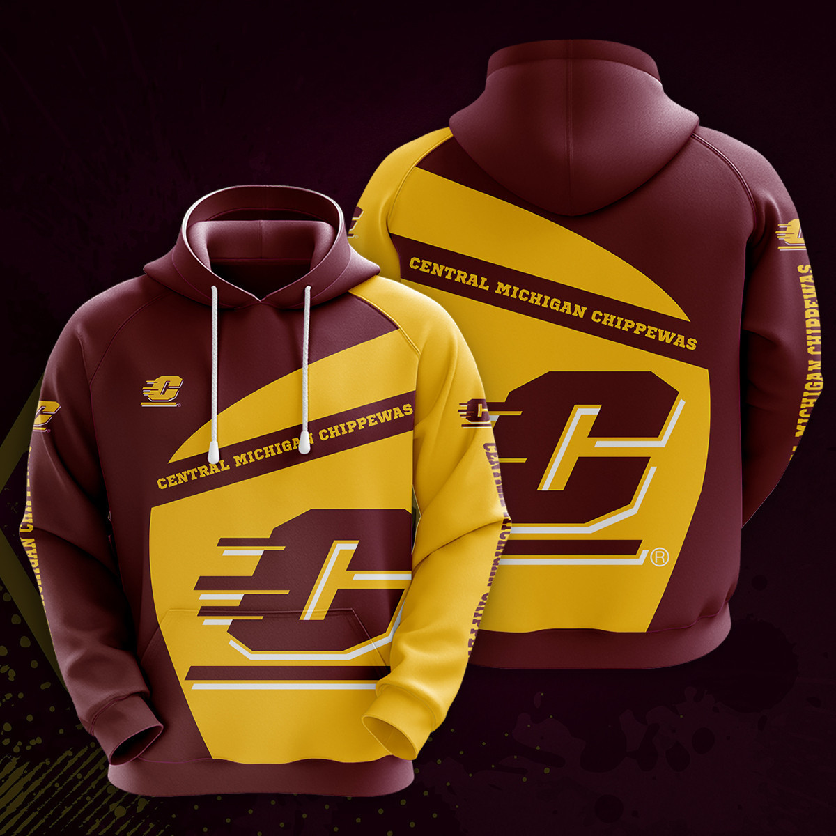 Central Michigan Chippewas 3D Hoodie, Zip Hoodie 