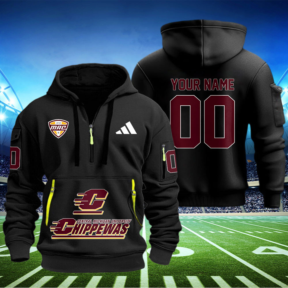 Central Michigan Chippewas Football Quarter Zip Hoodie 