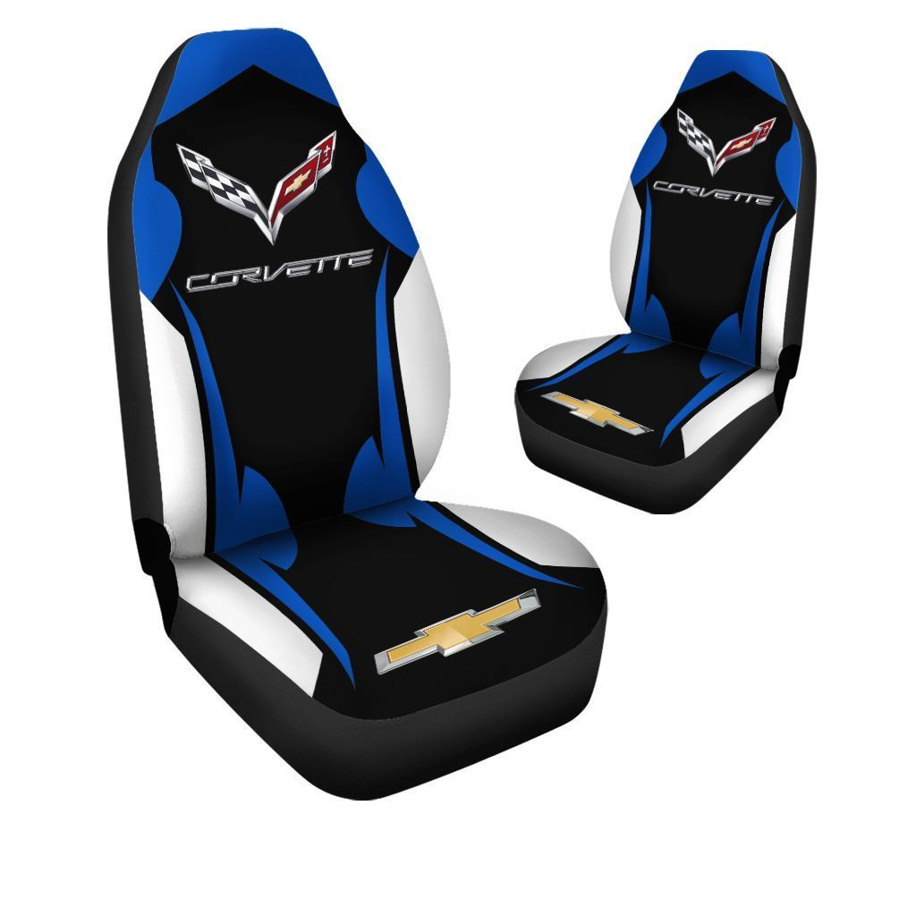 Chevrolet Corvette Car Seat Cover (Set of 2) Ver 3 (Blue)
