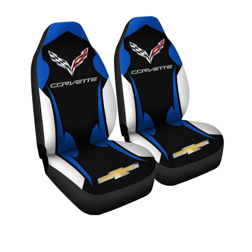 Chevrolet Corvette Car Seat Cover (Set of 2) Ver 3 (Blue)