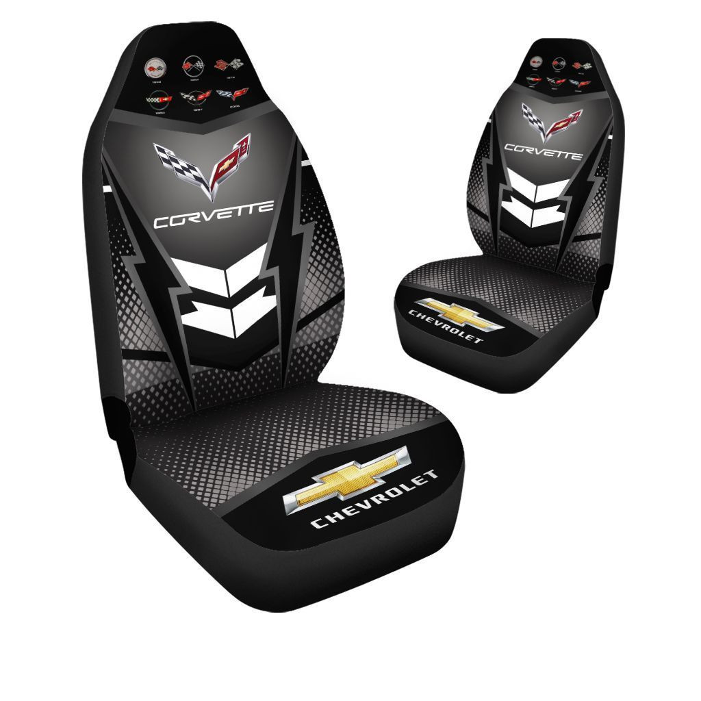 Chevrolet Corvette Car Seat Cover (Set of 2) Ver 5 (Black)