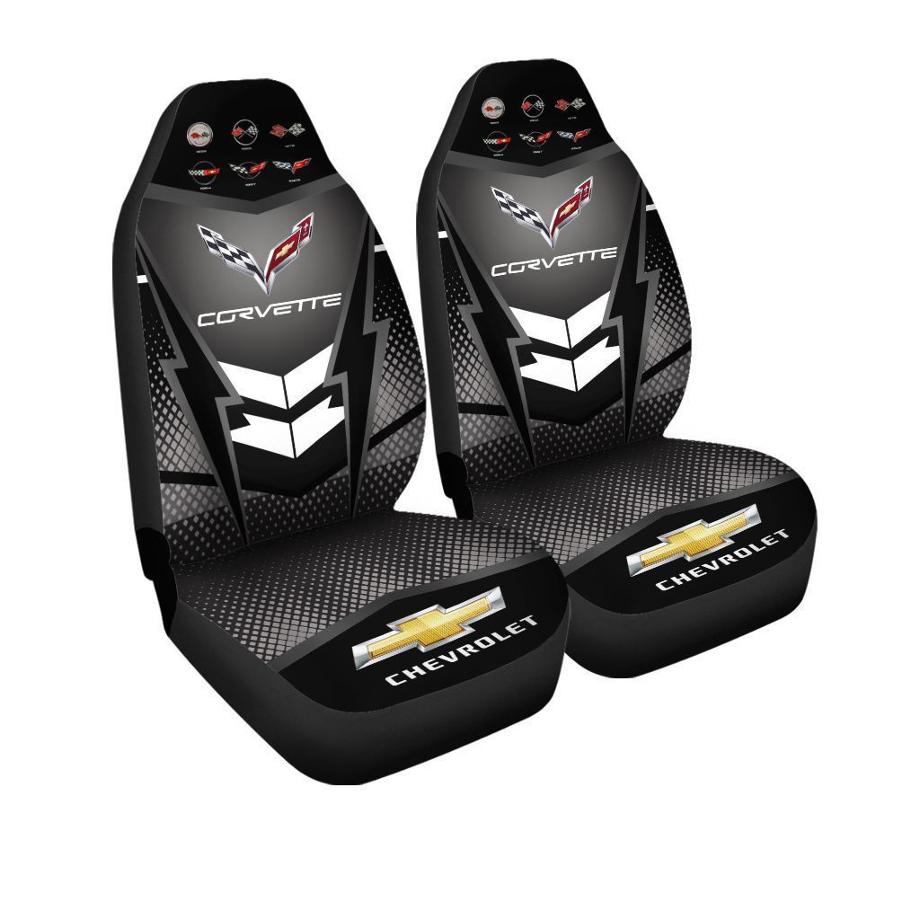 Chevrolet Corvette Car Seat Cover (Set of 2) Ver 5 (Black)