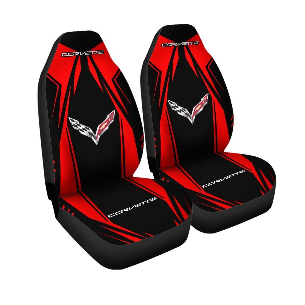 Chevrolet Corvette Car Seat Cover (Set of 2) Ver 5 (Red)