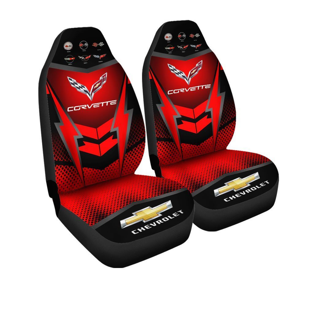 Chevrolet Corvette Car Seat Cover (Set of 2) Ver 5 (Red)