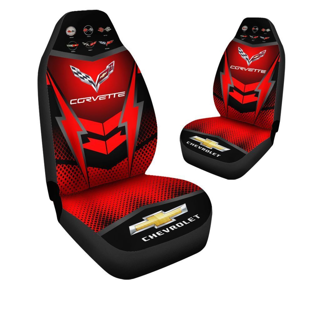 Chevrolet Corvette Car Seat Cover (Set of 2) Ver 5 (Red)