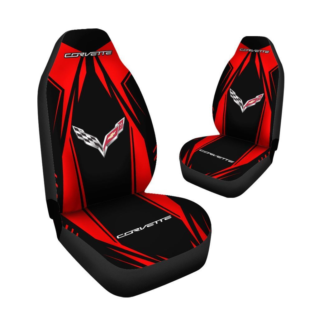 Chevrolet Corvette Car Seat Cover (Set of 2) Ver 5 (Red)
