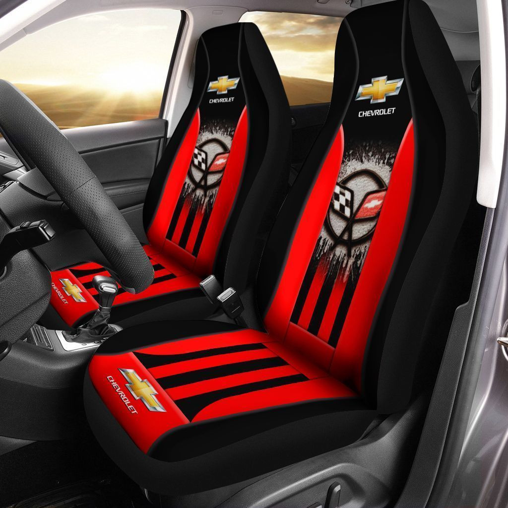 Chevrolet Corvette Car Seat Cover (Set Of 2) Ver 7 (Red)