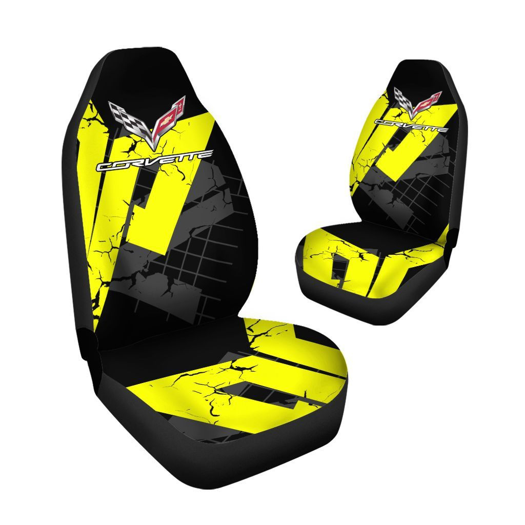 Chevrolet Corvette Car Seat Cover (Set of 2) Ver 7 (Yellow)