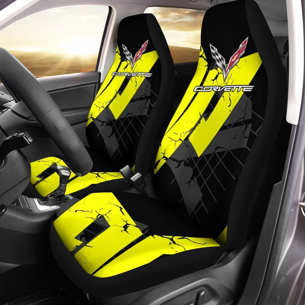 Chevrolet Corvette Car Seat Cover (Set of 2) Ver 7 (Yellow)