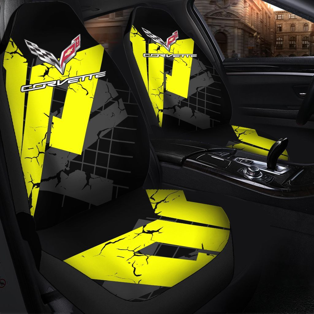 Chevrolet Corvette Car Seat Cover (Set of 2) Ver 7 (Yellow)