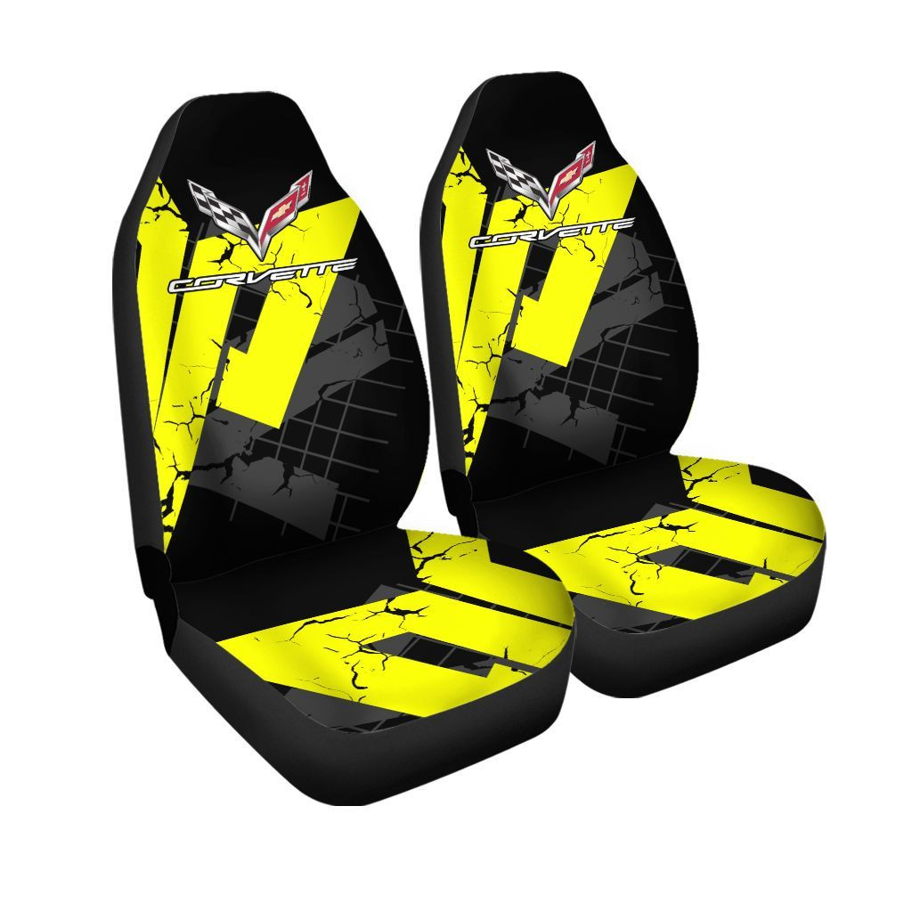 Chevrolet Corvette Car Seat Cover (Set of 2) Ver 7 (Yellow)