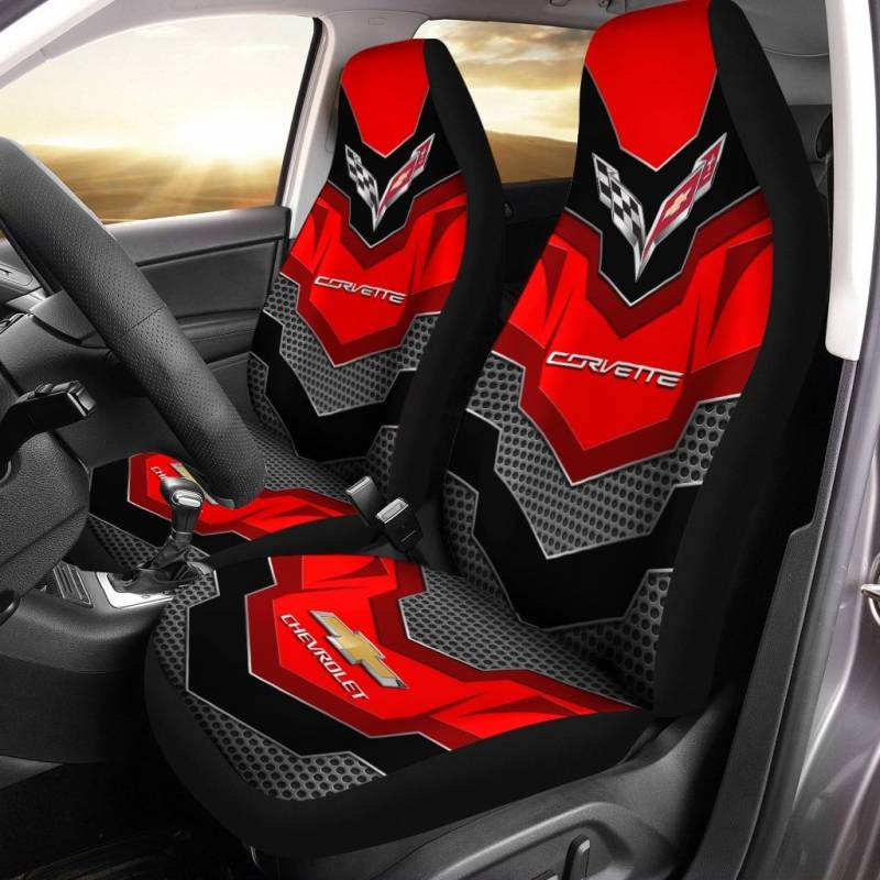 Chevrolet Corvette TDV Car Seat Cover (Set of 2) Ver 4 (Red)