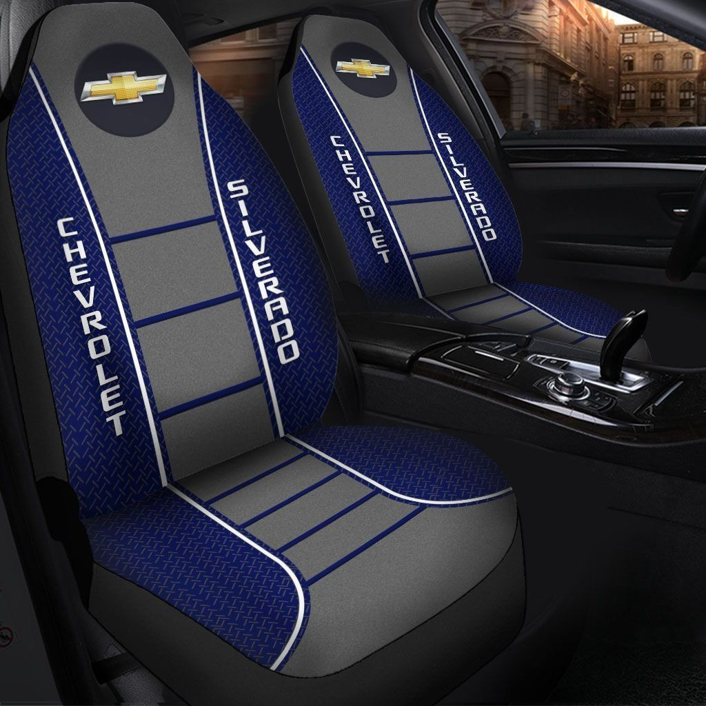 Chevrolet Silverado Car Seat Cover (Set of 2) Ver 1 (Blue)