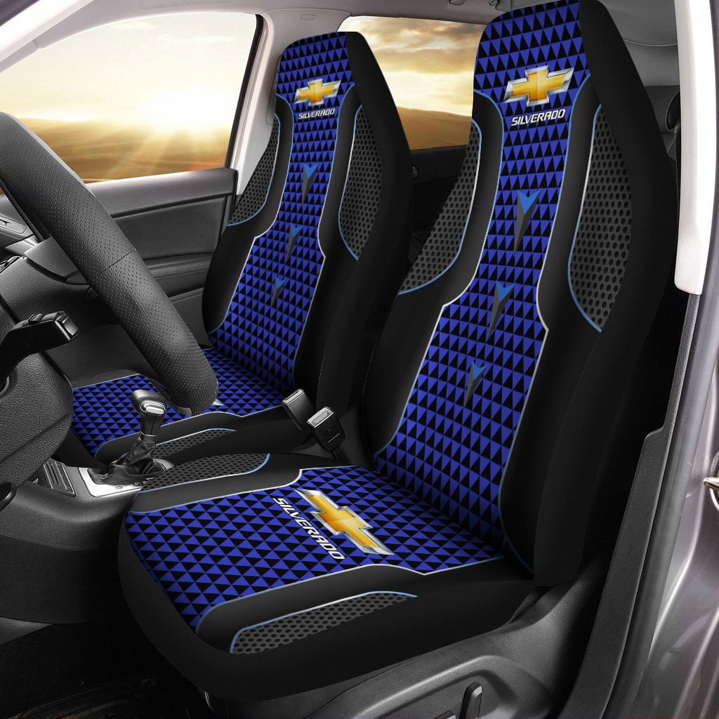 Chevrolet Silverado Car Seat Cover (Set Of 2) Ver 1 (Blue)
