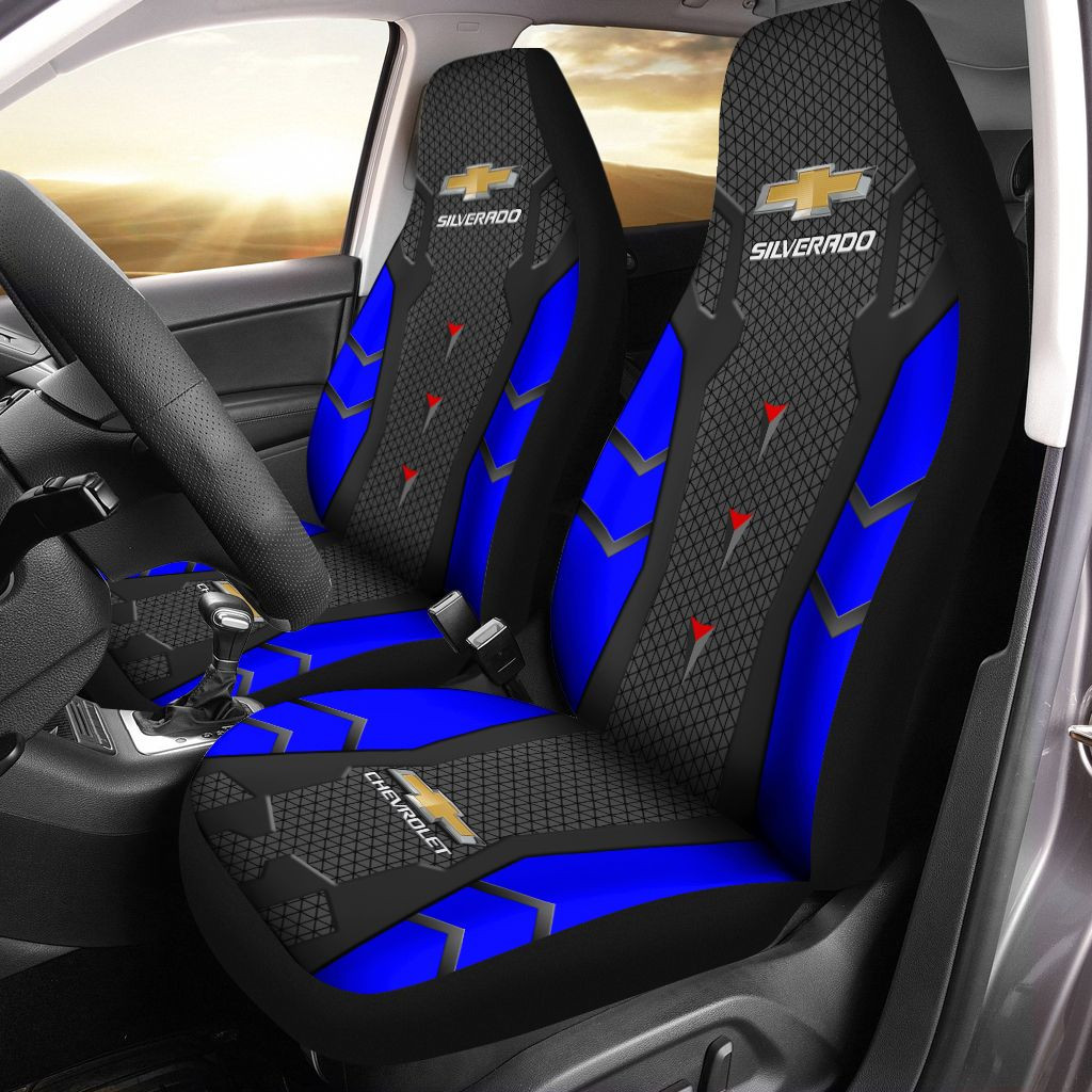 Chevrolet Silverado Car Seat Cover (Set Of 2) Ver 2 (Blue)