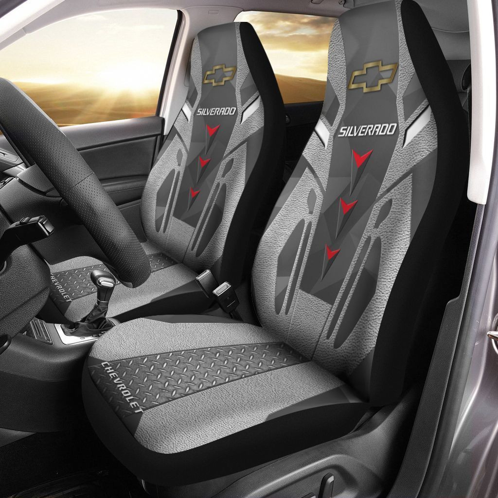 Chevrolet Silverado  Car Seat Cover (Set of 2) Ver 2 (Grey) 