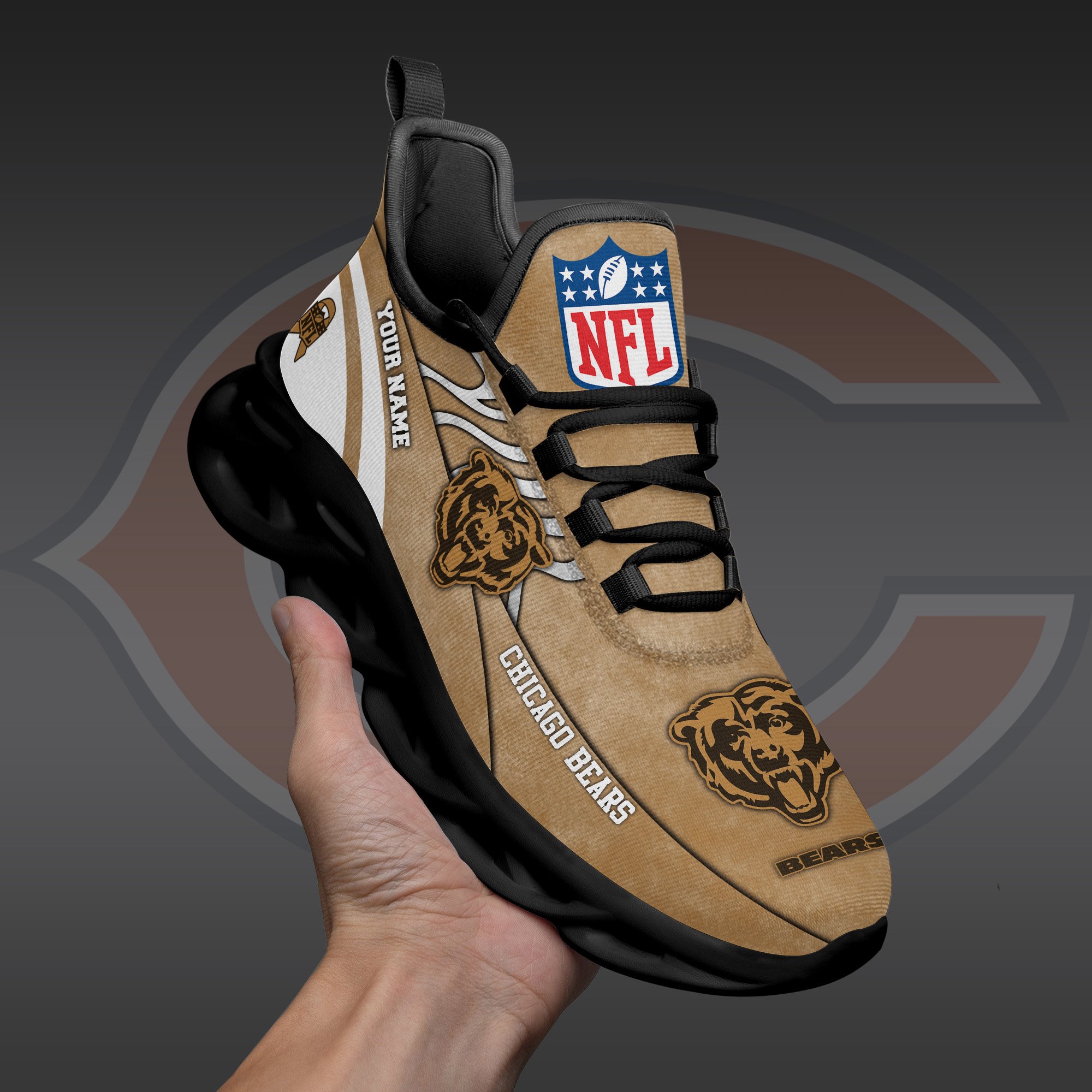 Chicago Bears Black Max Soul Shoes 2025 Versions Custom Your Name And Number 264