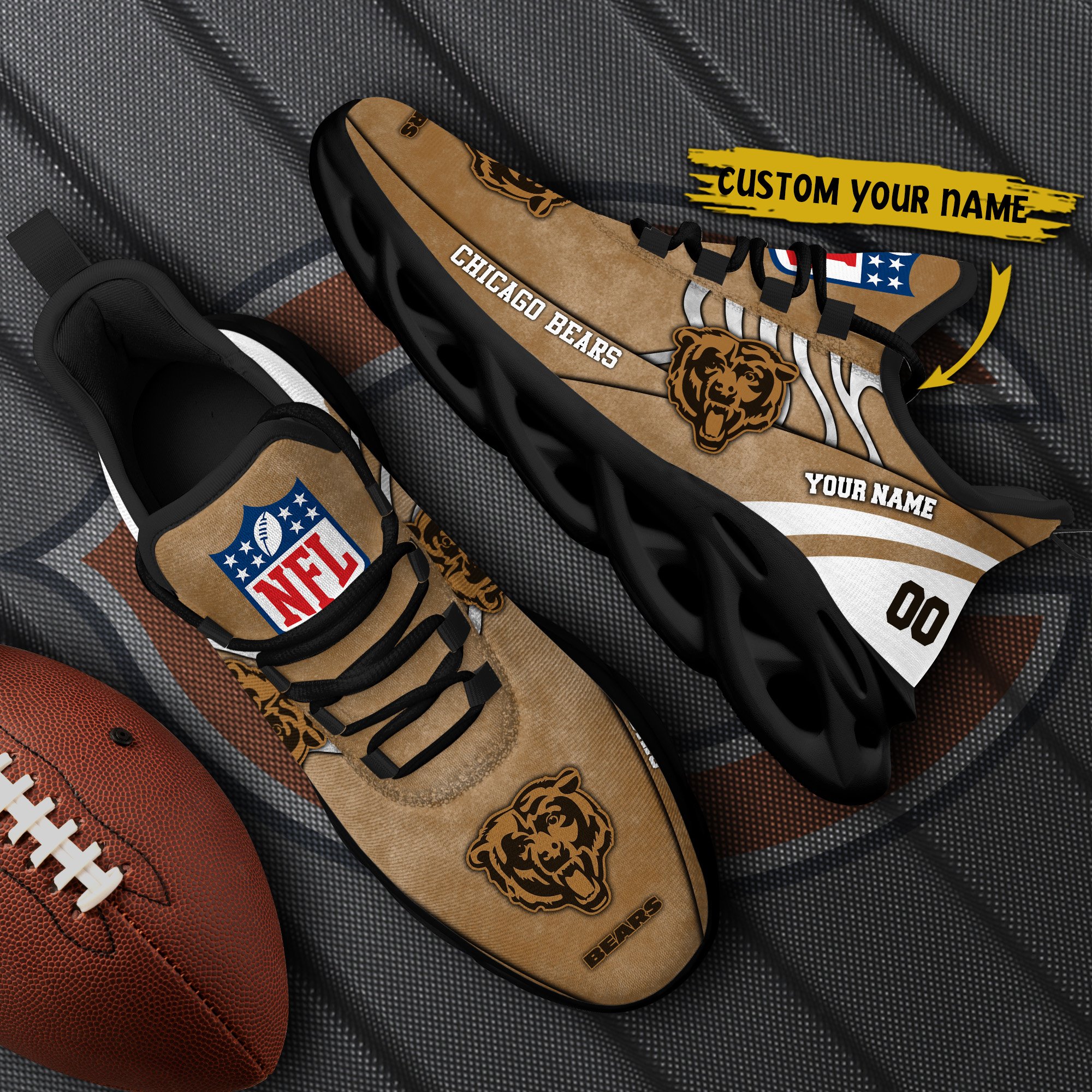 Chicago Bears Black Max Soul Shoes 2025 Versions Custom Your Name And Number 264
